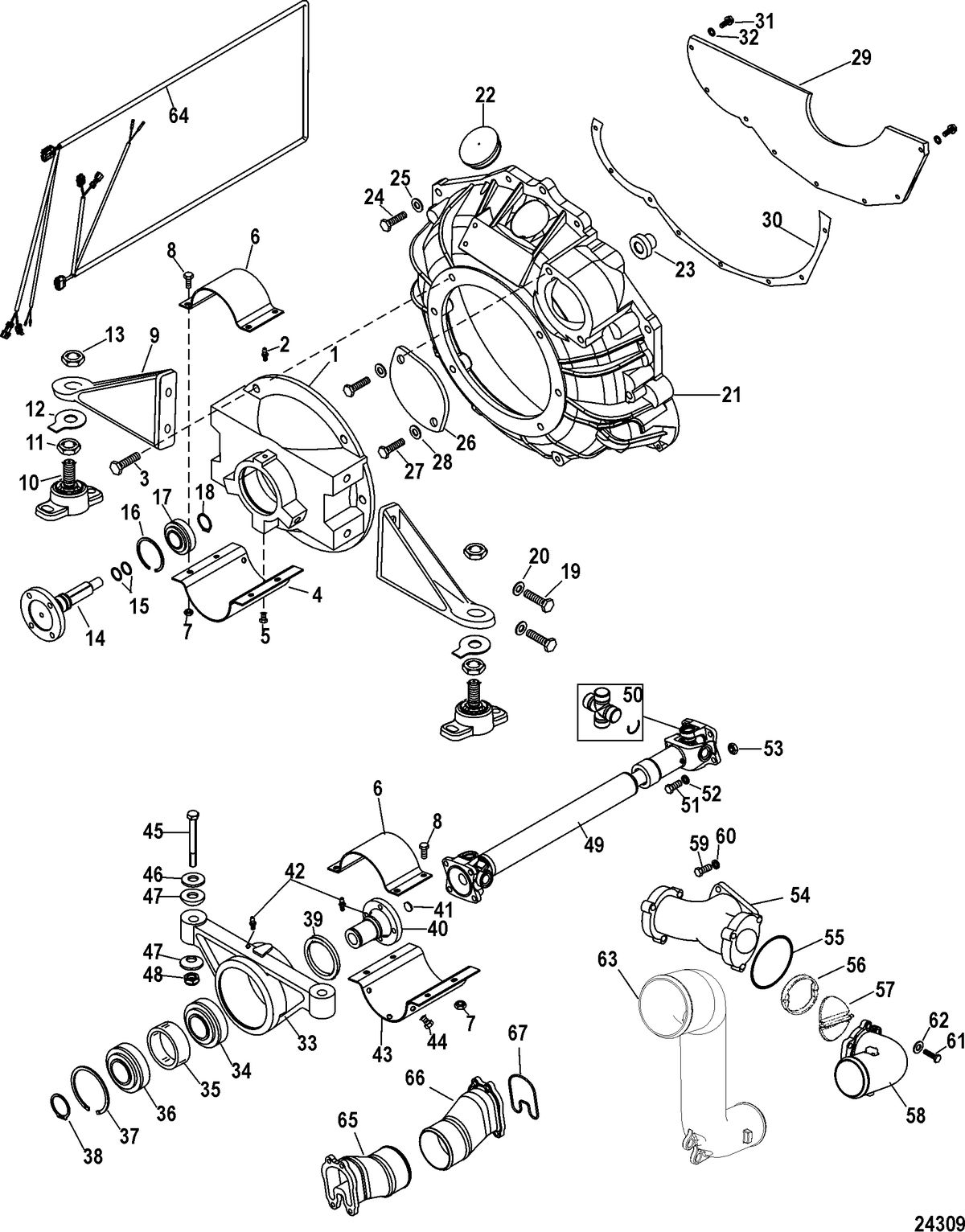 MERCRUISER 5.0L,350 MAG,MX 6.2L MPI STERNDRIVE Jackshaft Components