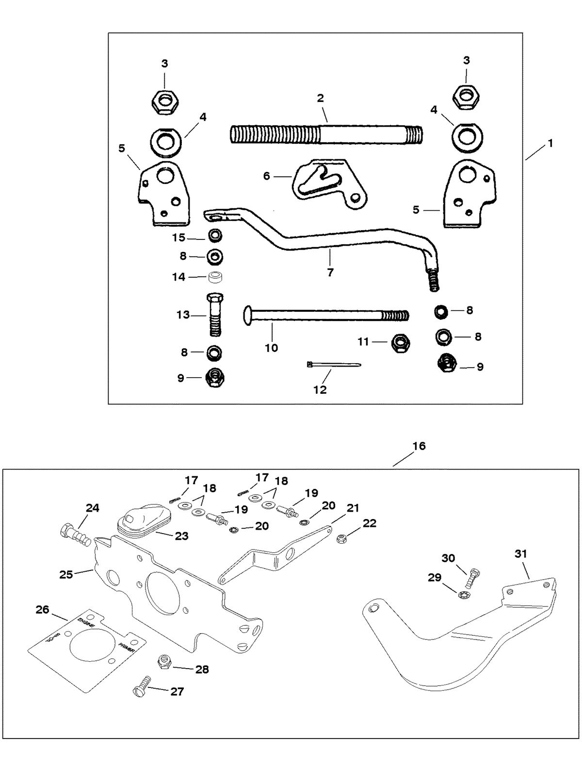 FORCE FORCE 25 H.P. REMOTE CONTROL LINKAGE