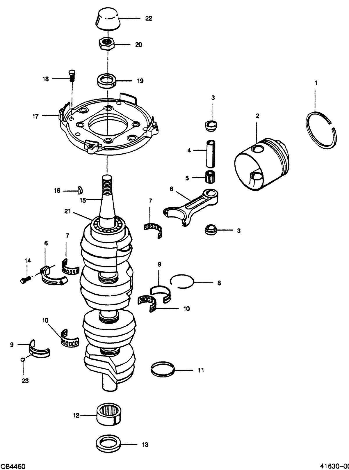 FORCE FORCE 1989 125 HP"E" MODELS CRANKSHAFT AND PISTON