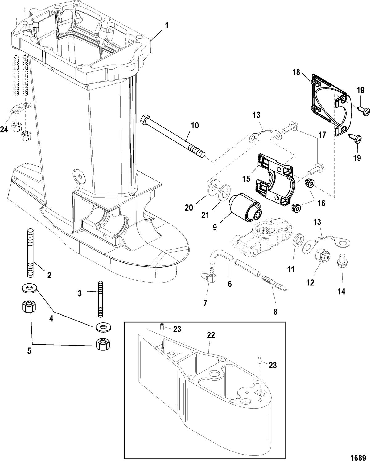 MERCURY/MARINER 75/90/115/125 DFI 1.5L (3 CYLINDER) Driveshaft Housing