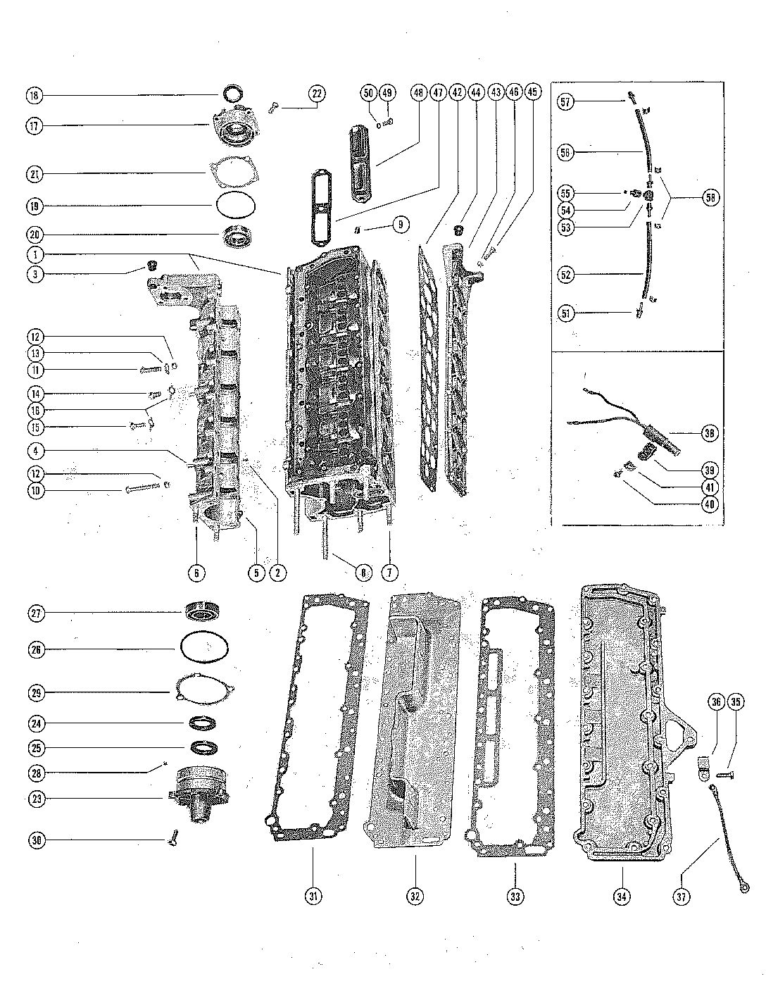 MERCURY MERC 700-1/2 CYLINDER BLOCK AND CRANKCASE ASSEMBLY