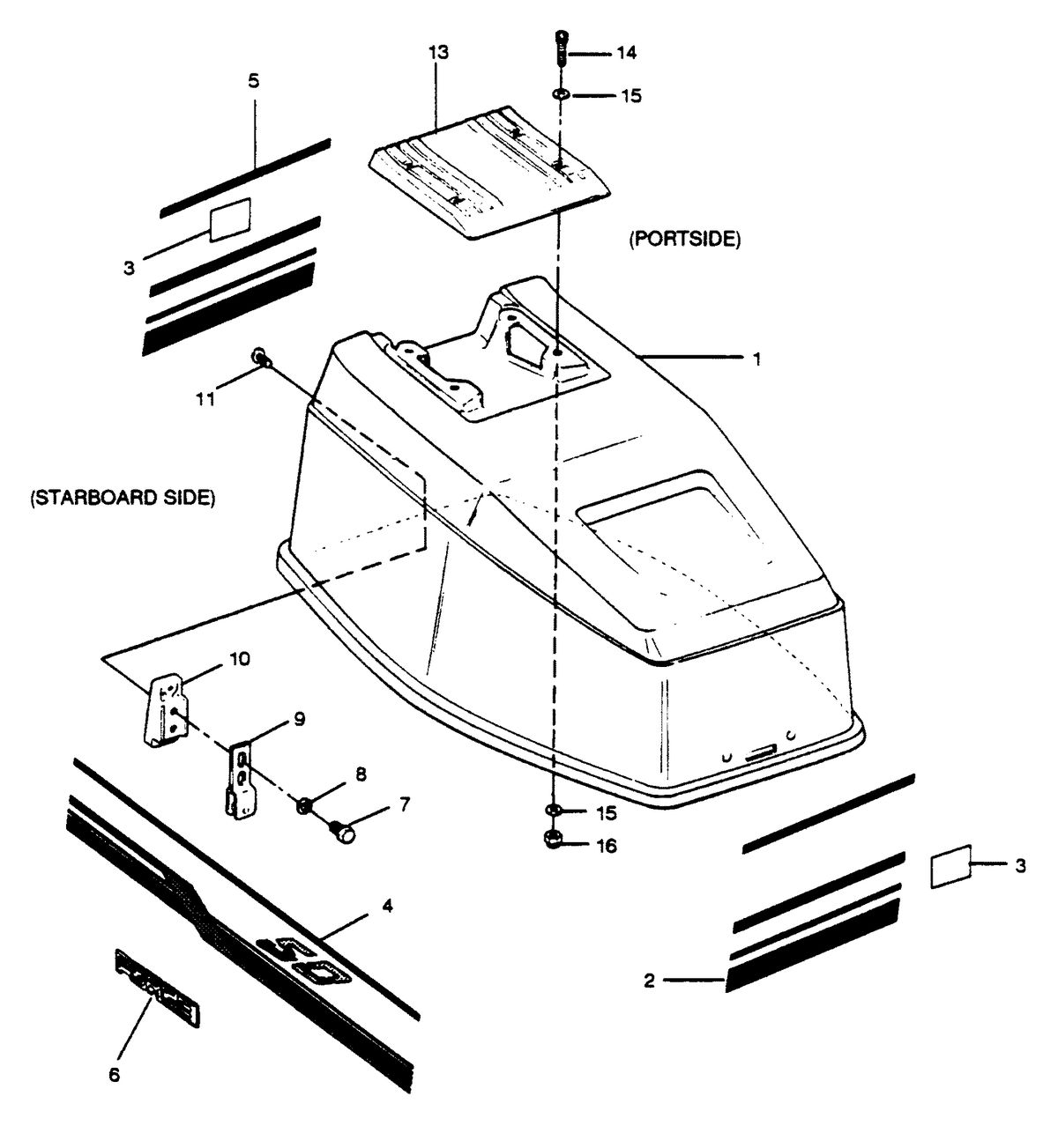 FORCE FORCE 1989 50 H.P. "B" MODELS ENGINE COVER FORCE MODELS
