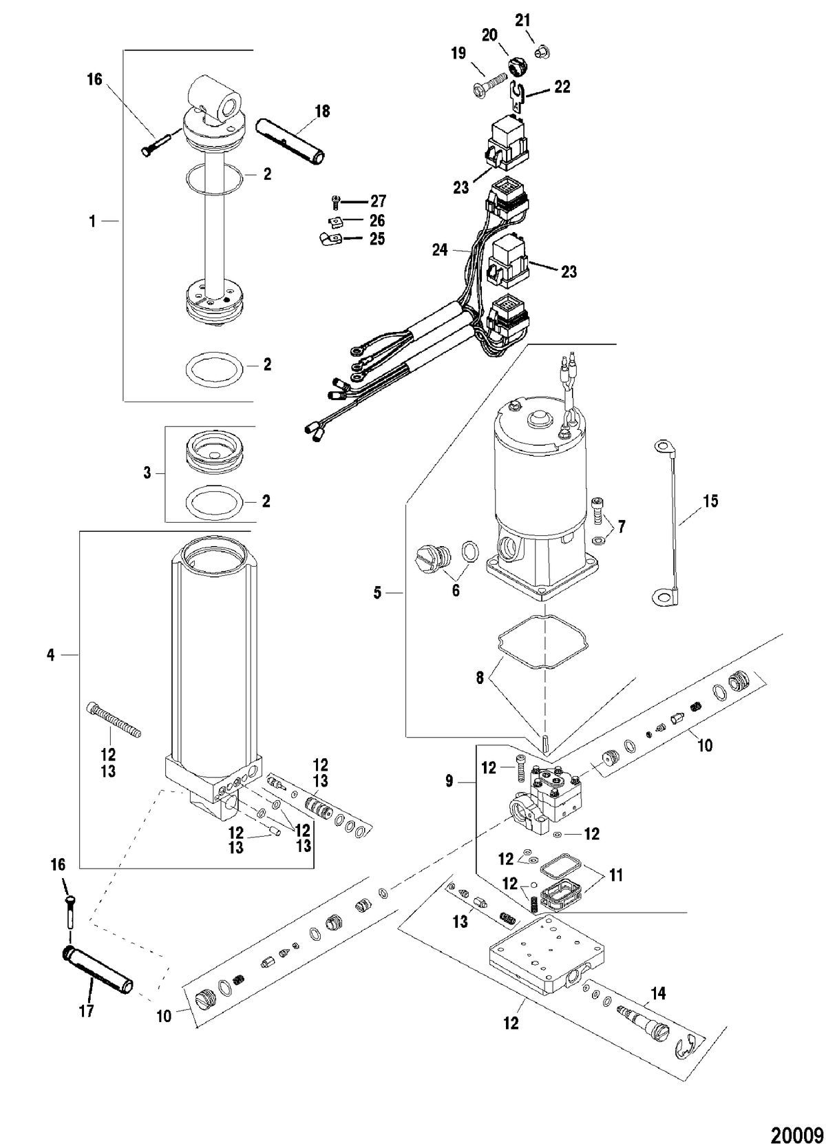 FORCE FORCE 90 H.P. Power Trim Components(Design II)