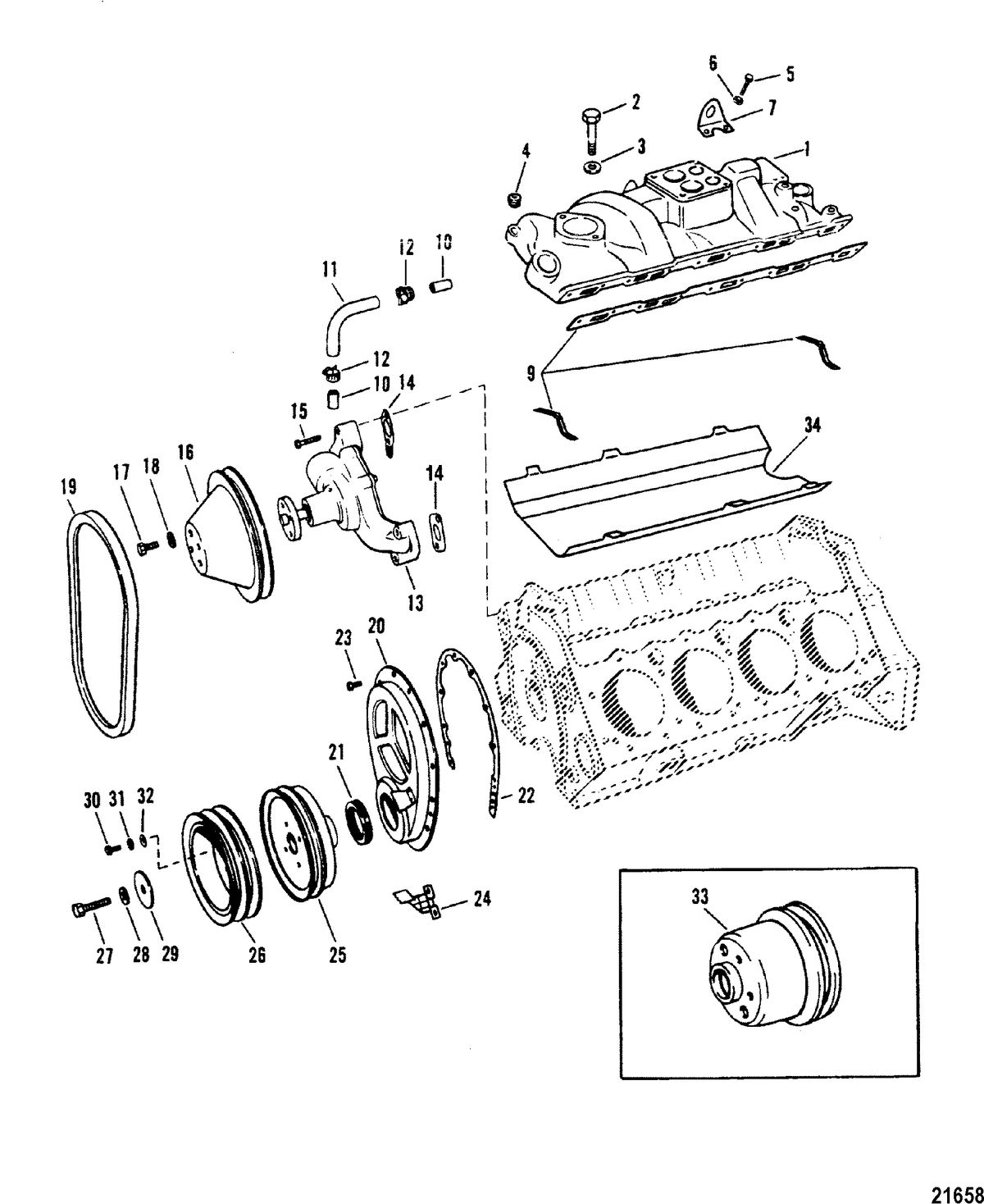 RACE STERNDRIVE 420 / 425 Intake Manifold And Front Cover