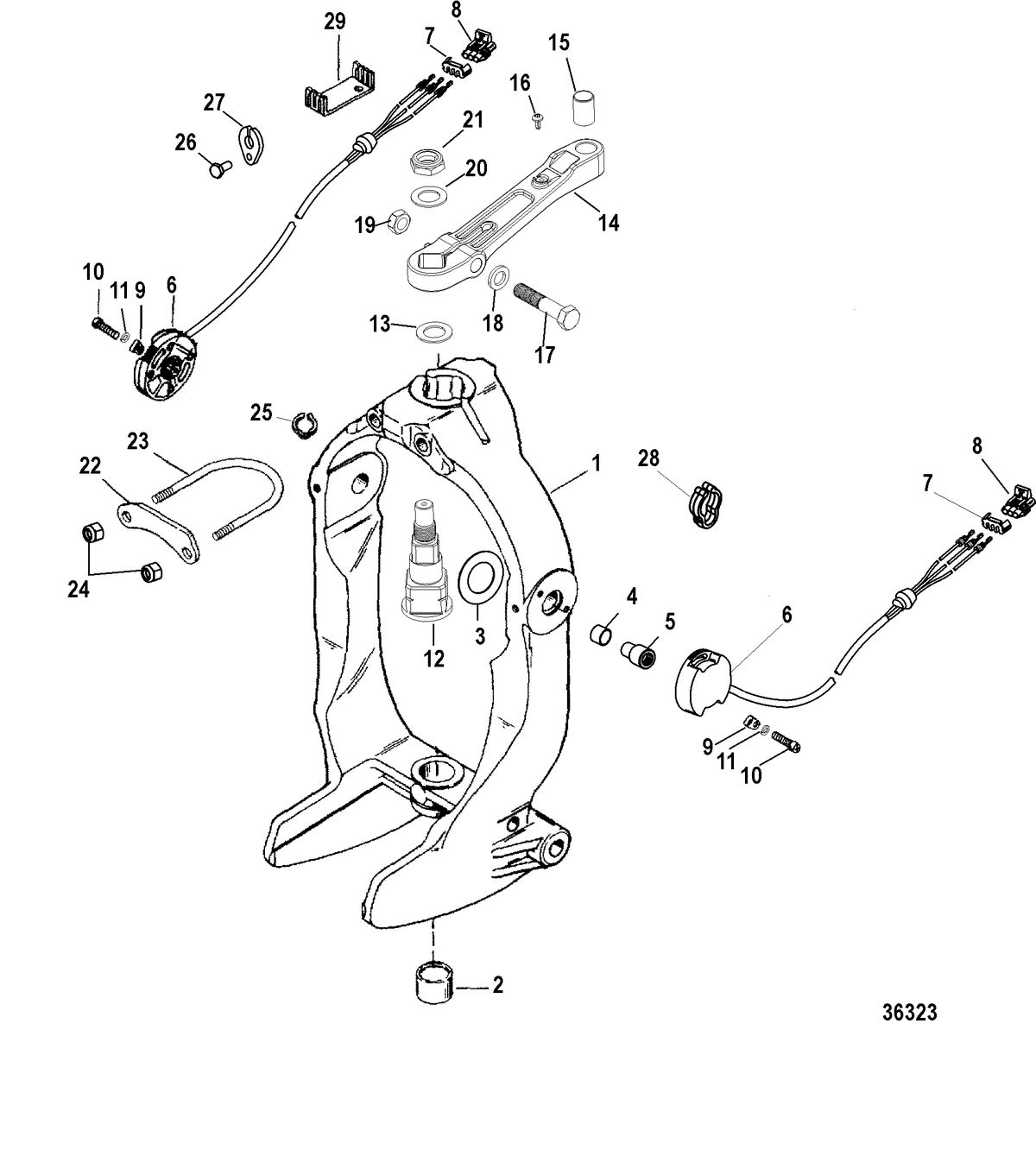 MERCRUISER BRAVO X (I-II-III) Gimbal Ring and Steering Lever, AXIUS Gen I