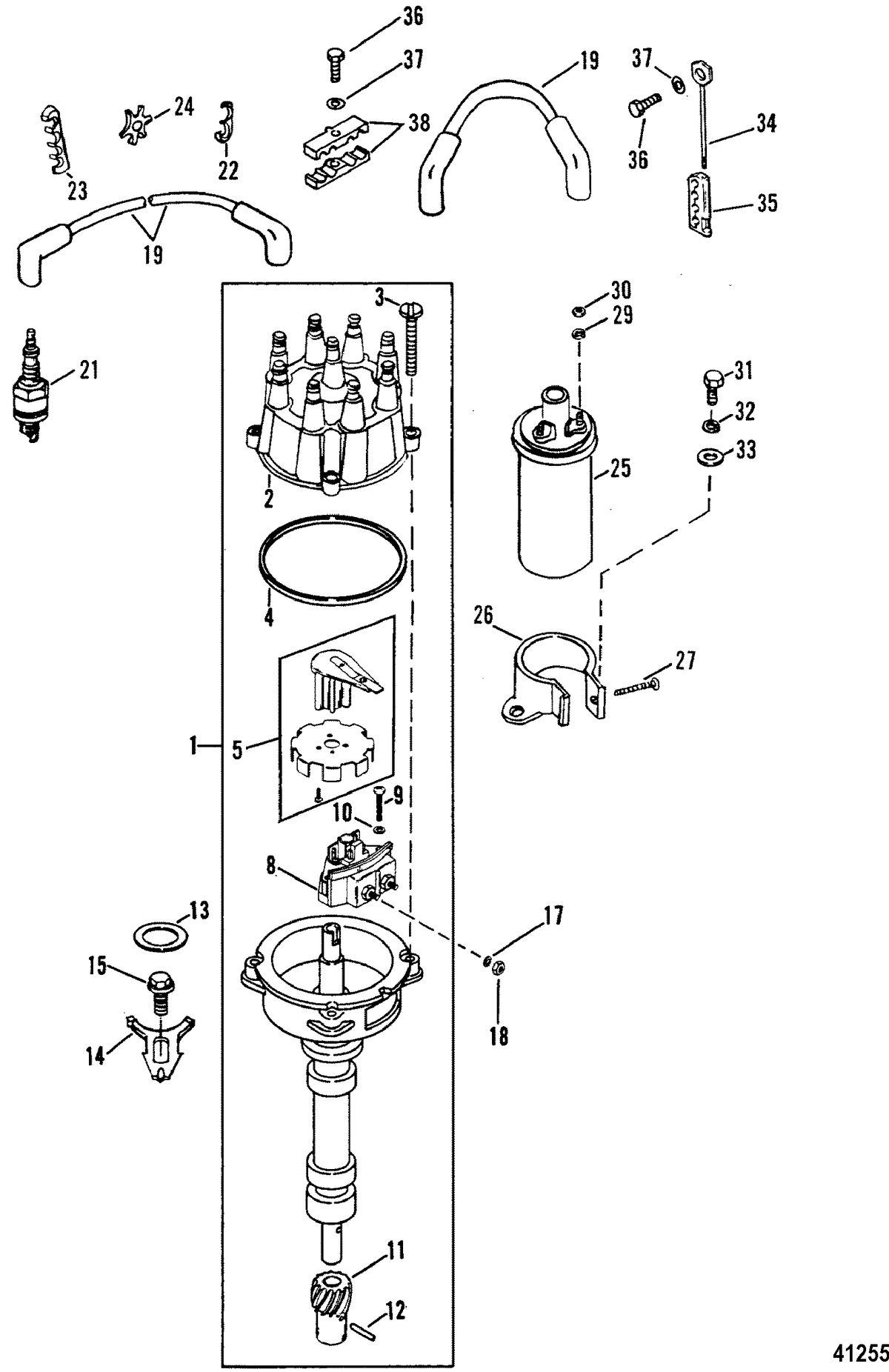 MERCRUISER 7.4L TRANSMISSION W/HURTH (G.M.) Distributor and Ignition Components