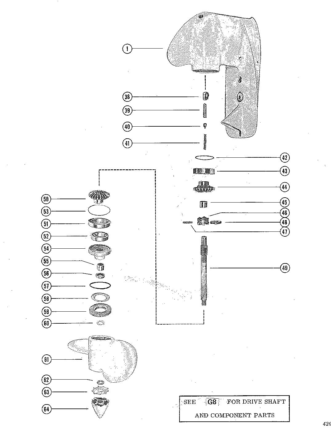 MERCURY MERC 400 GEAR HOUSING ASSEMBLY, COMPLETE(PAGE 2)