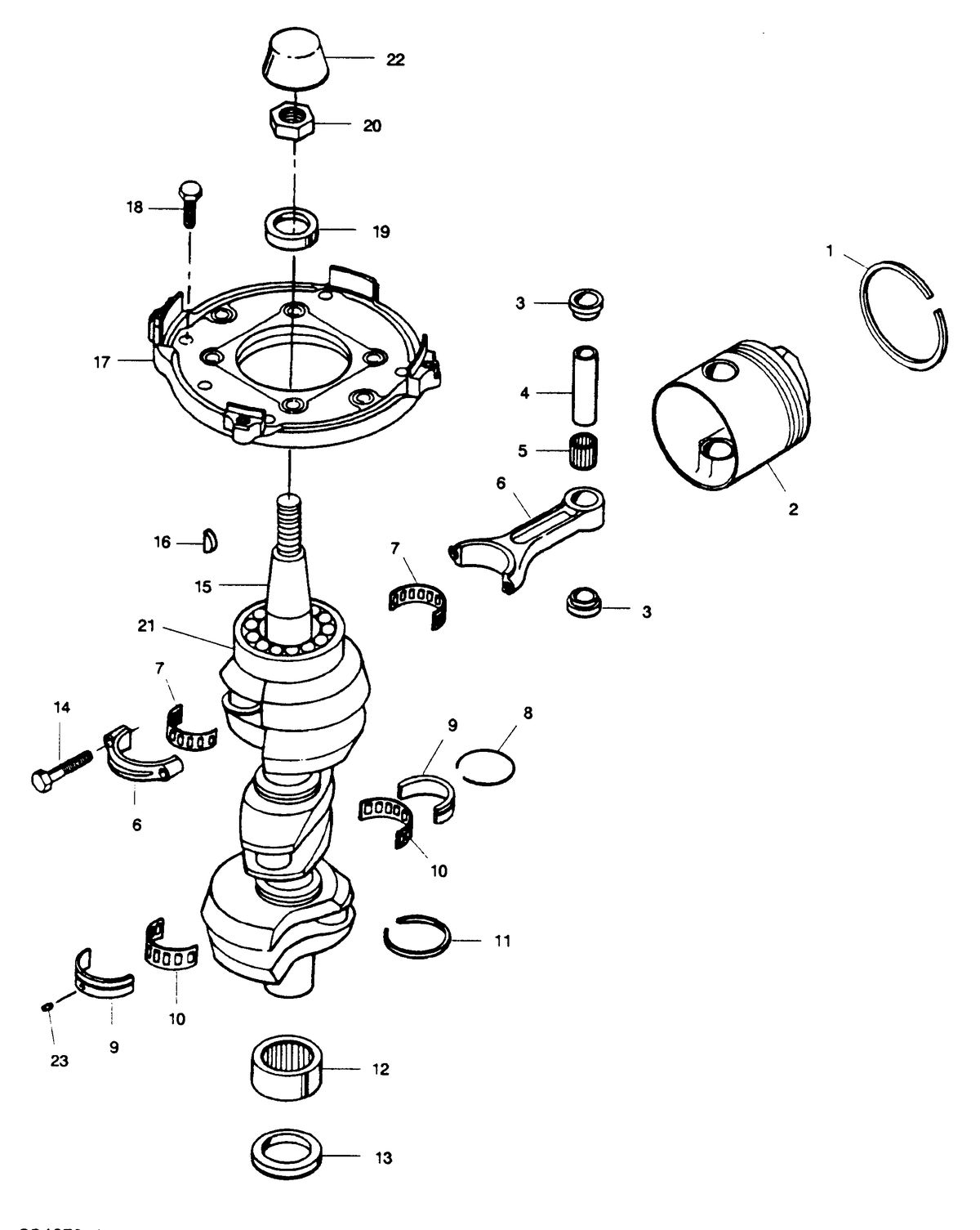 FORCE FORCE 1989 85 H.P. "D" MODELS CRANKSHAFT AND PISTON