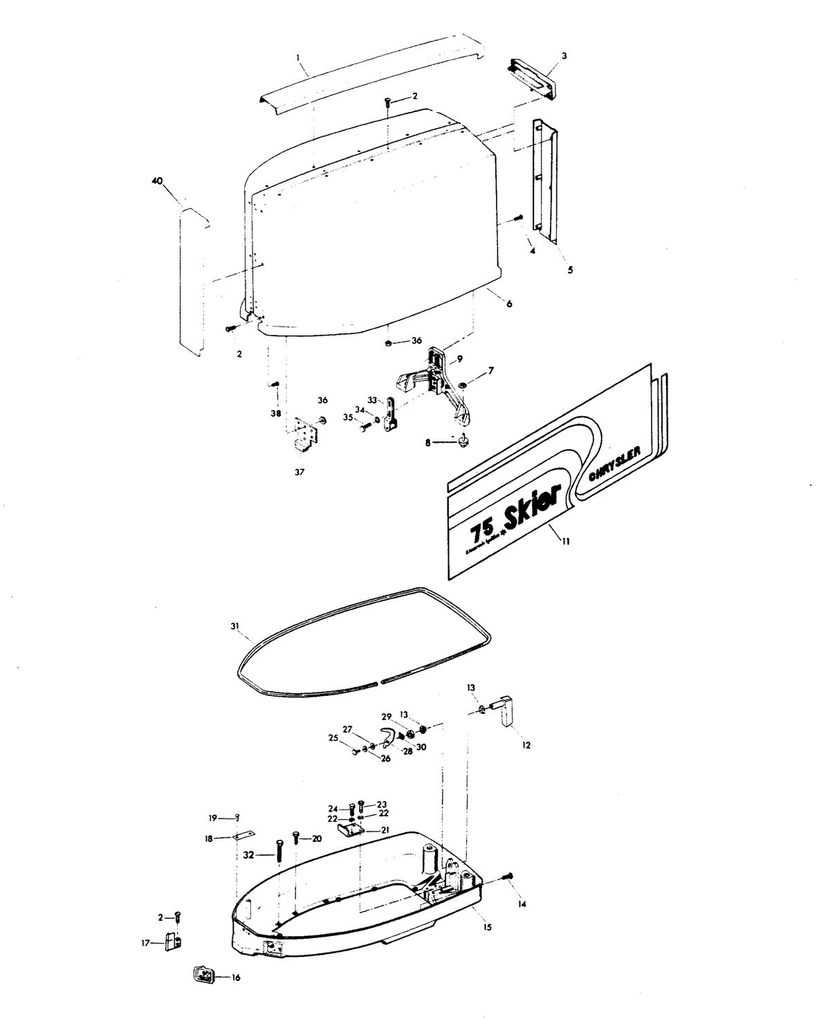 CHRYSLER 75 H.P. ENGINE COVER AND SUPPORT PLATE
