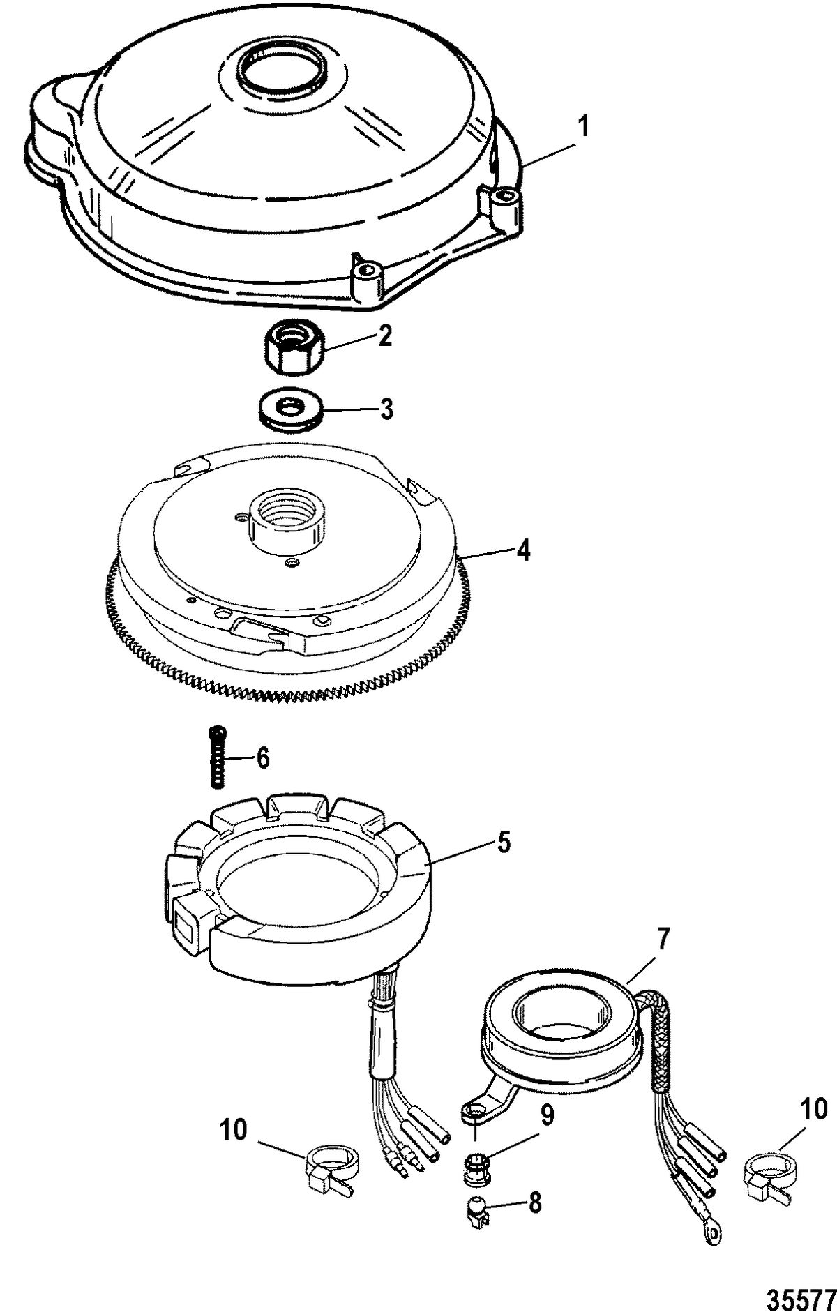 MERCURY/MARINER 55/60/45 JET/60 BIGFOOT (2-STROKE) Flywheel and Stator, Electric