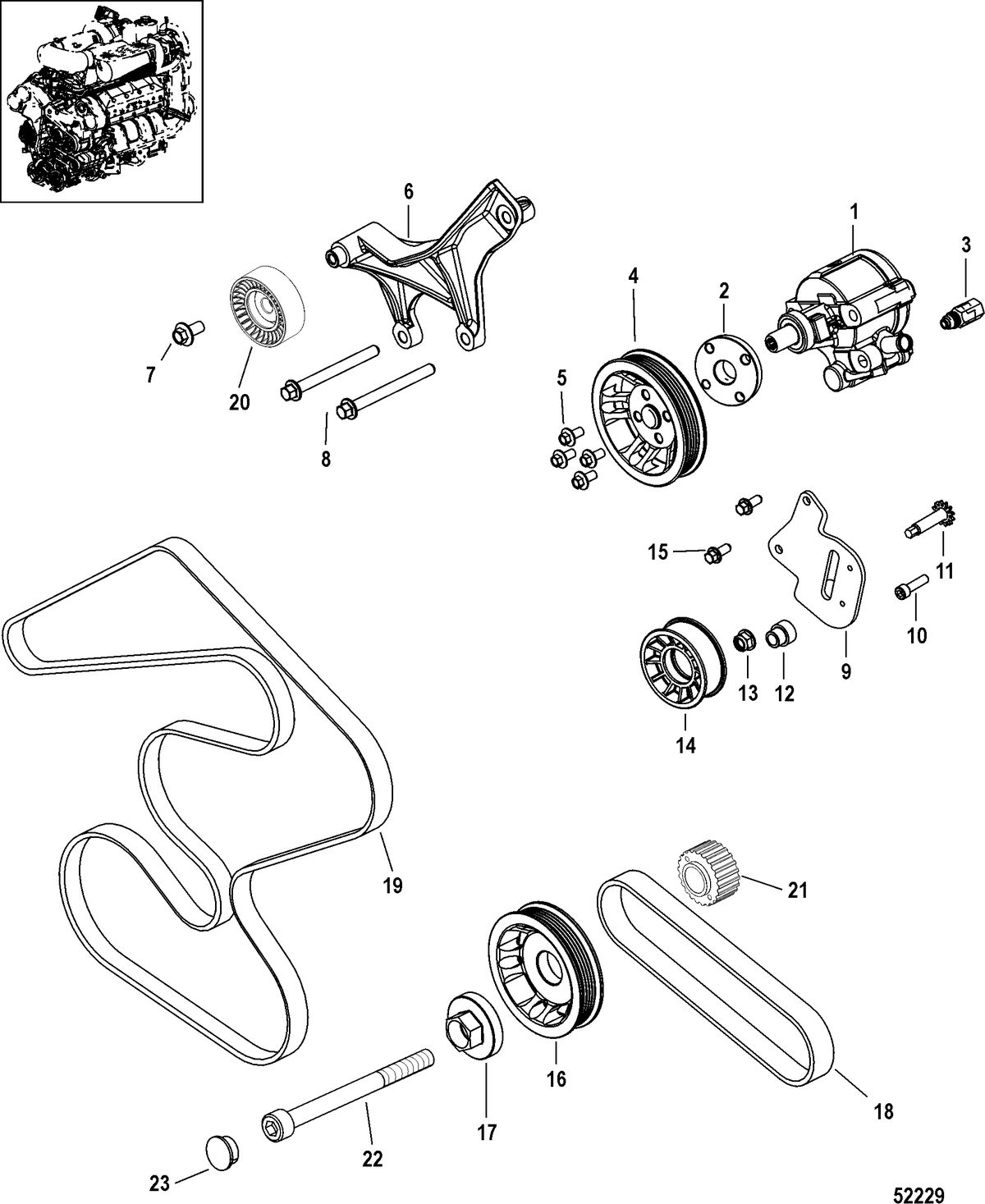 RACE STERNDRIVE RACE 1100 QC4V Power Steering Pump, Pulleys
