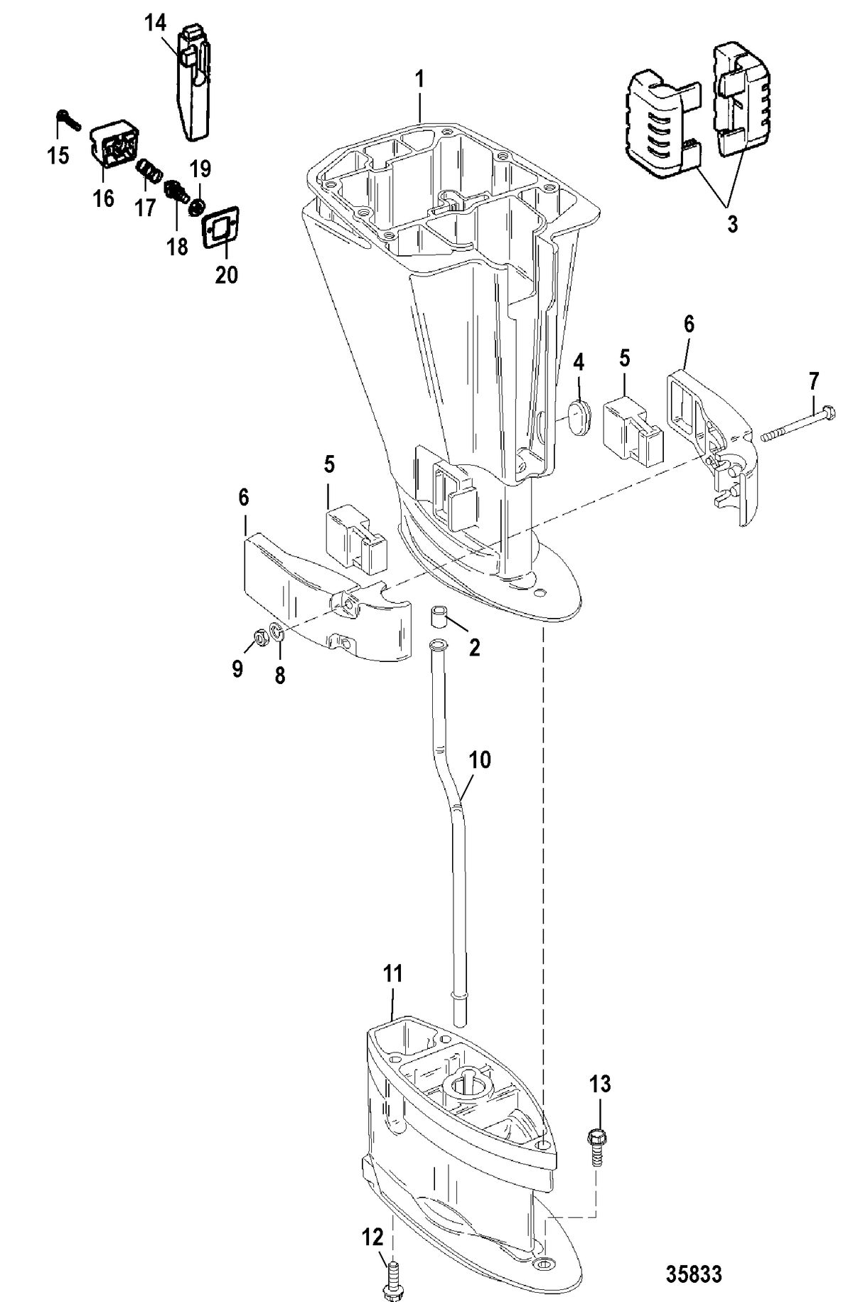 FORCE 9.9/15 H.P. DRIVESHAFT HOUSING