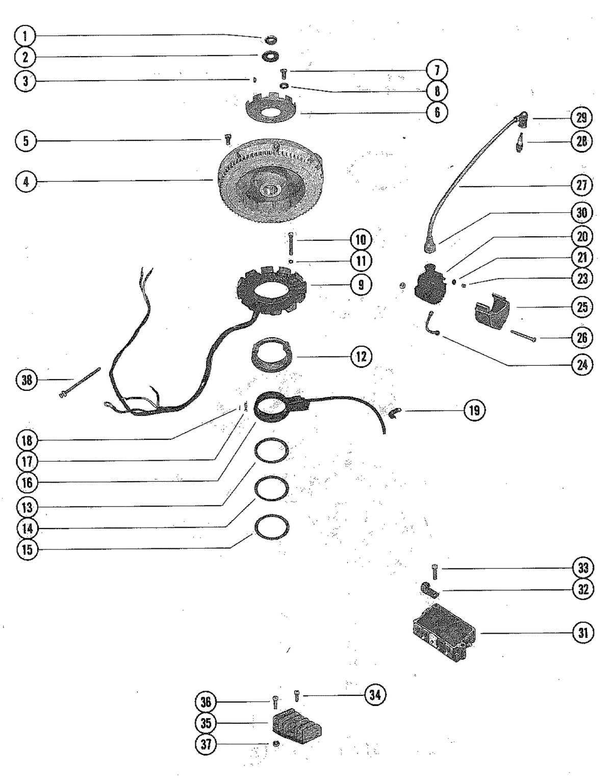 MERCURY MERC 402 FLYWHEEL, IGNITION COIL AND SWITCH BOX