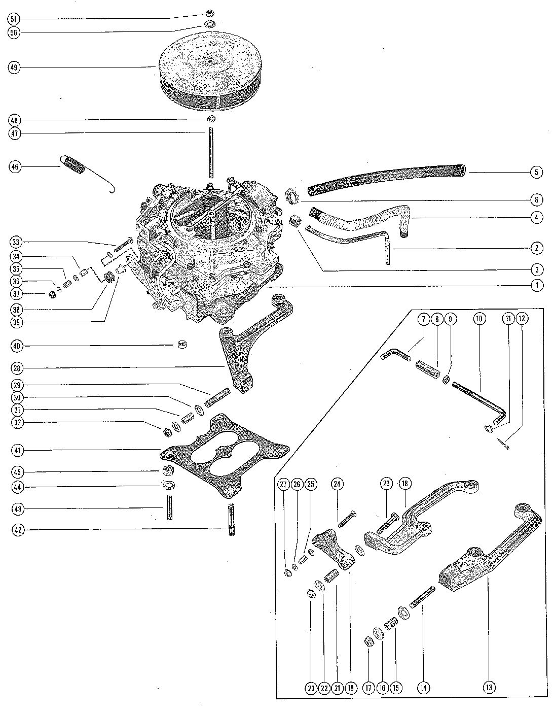 MERCRUISER 190 ENGINE CARBURETOR LINKAGE