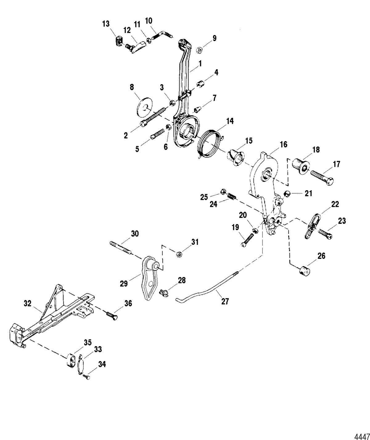 SPORTJET 210 CARB JET DRIVE Throttle Lever And Throttle Cam Assembly
