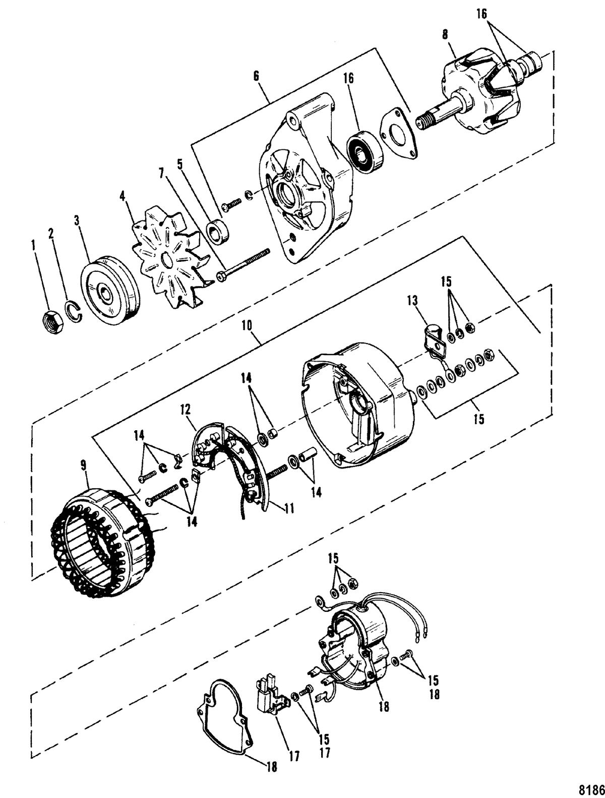 MERCRUISER 230 HP/5.0L 260 HP/5.7L ENGINE Alternator(Mando)