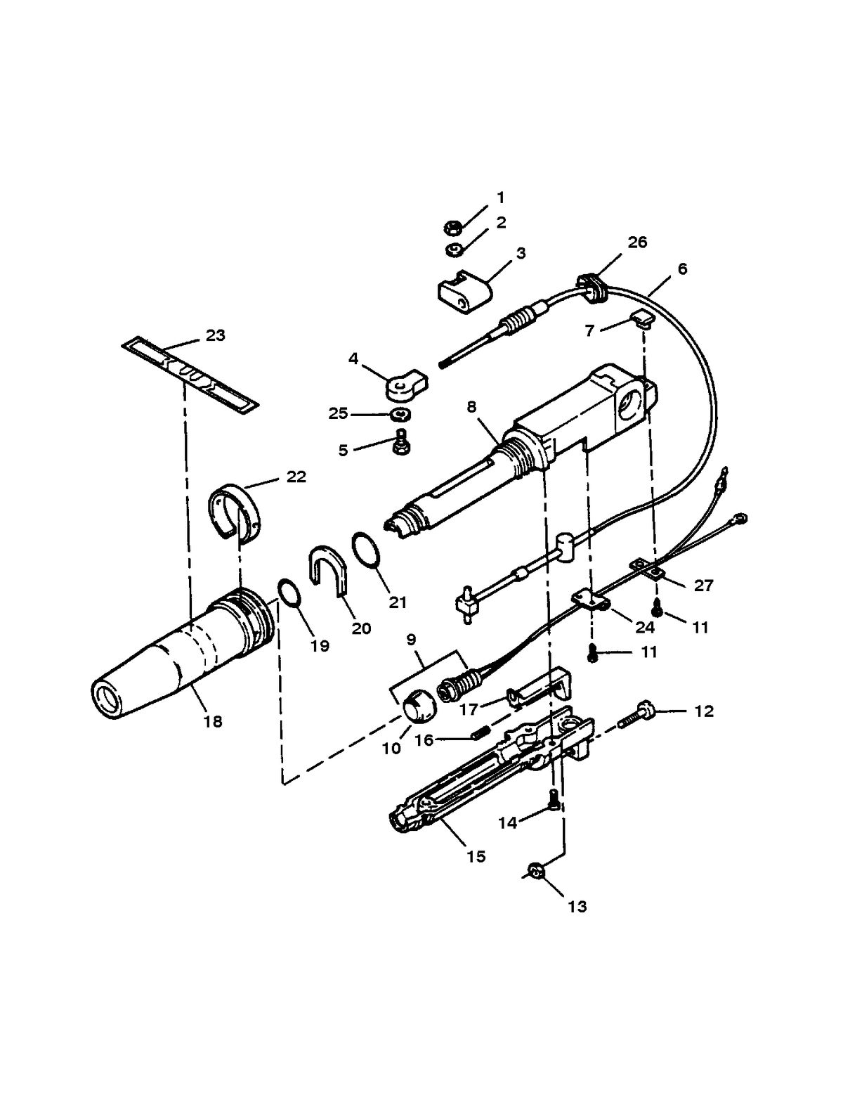 SEARS 5 H.P (OUTBOARD MOTOR) STEERING HANDLE/TWIST GRIP THROTTLE