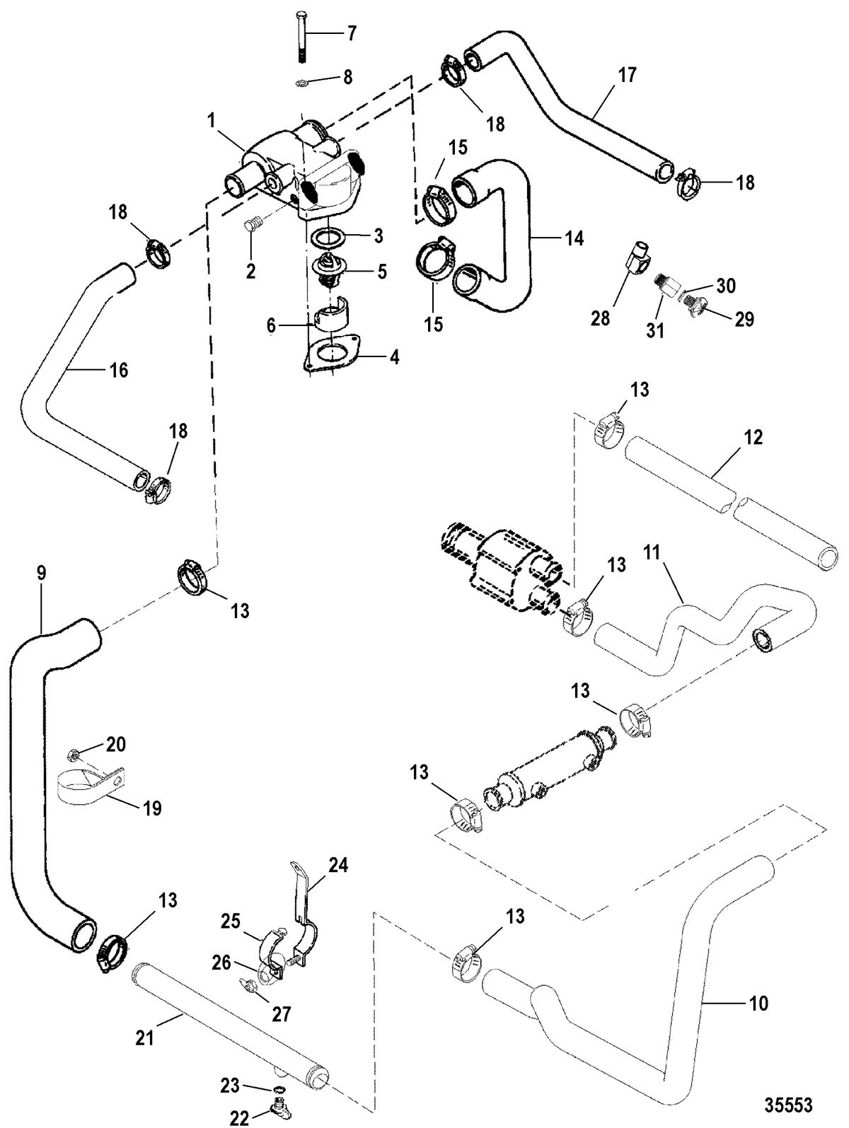 MERCRUISER 5.7L CARB (MIE) (GEN+) STANDARD COOLING SYSTEM