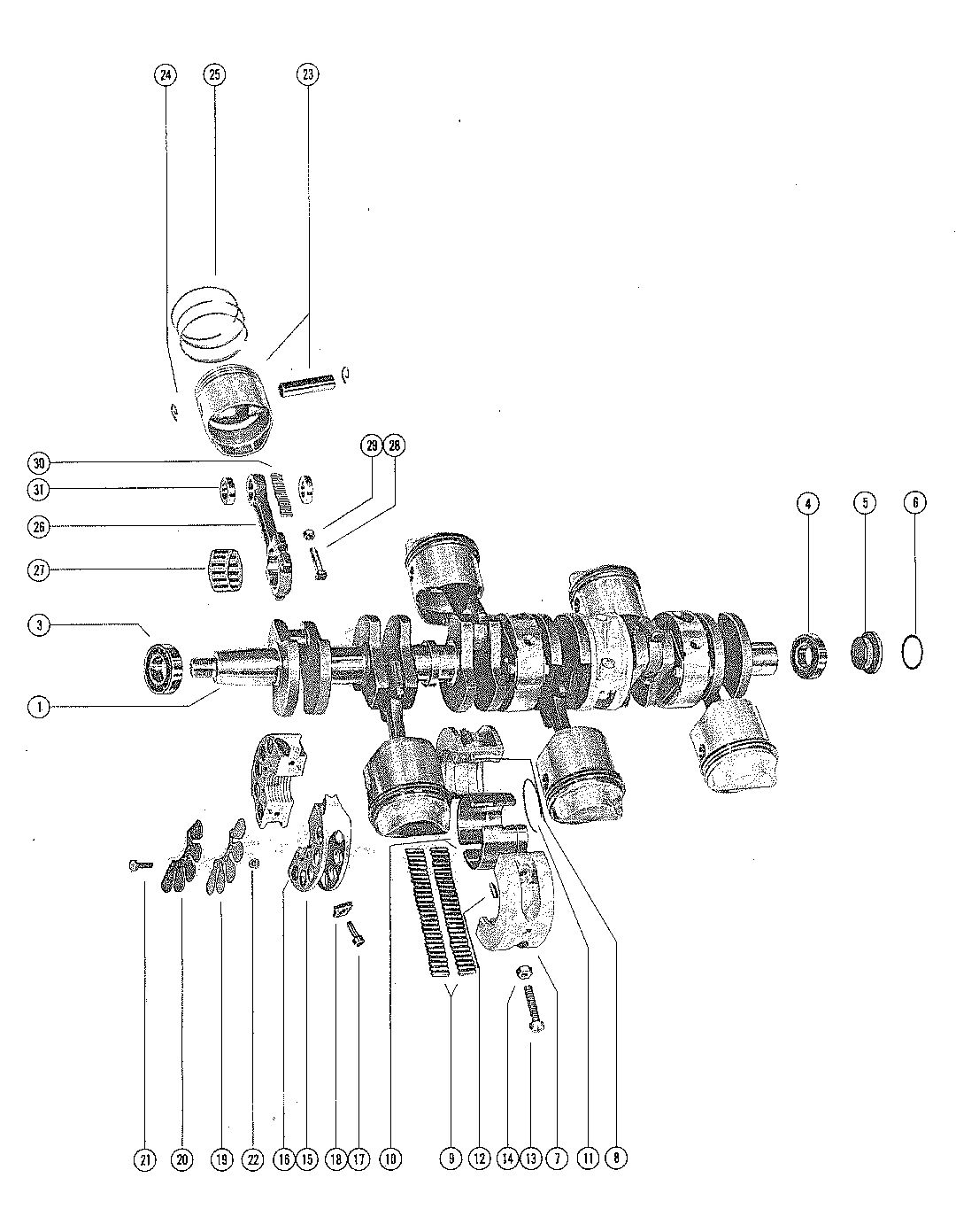MERCURY MERC 115 CRANKSHAFT, PISTONS AND CONNECTING RODS