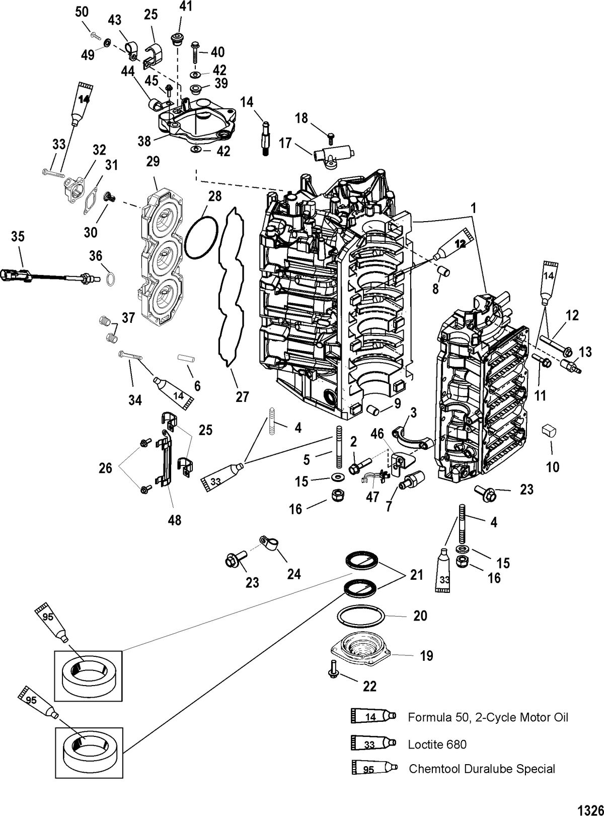 MERCURY/MARINER 200/225 DFI (3.0L) CYLINDER BLOCK AND END CAP
