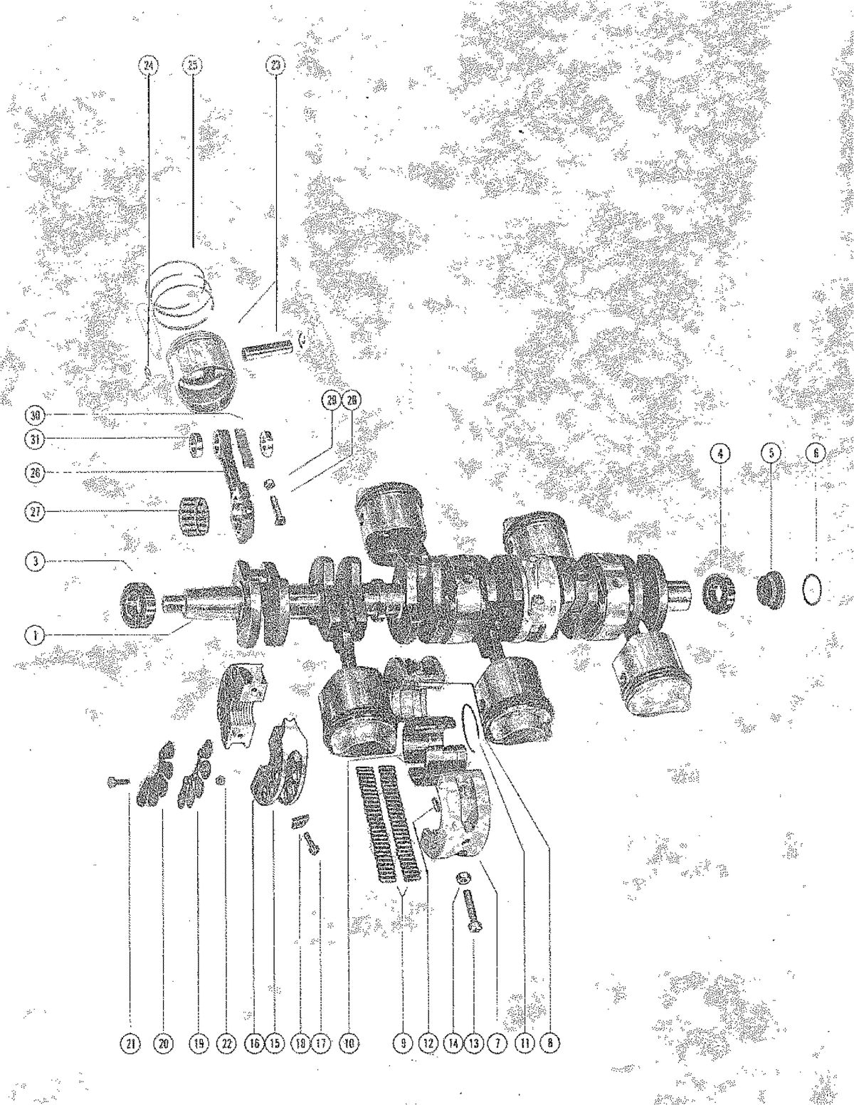 MARINER 115 HORSEPOWER CRANKSHAFT, PISTONS AND CONNECTING RODS