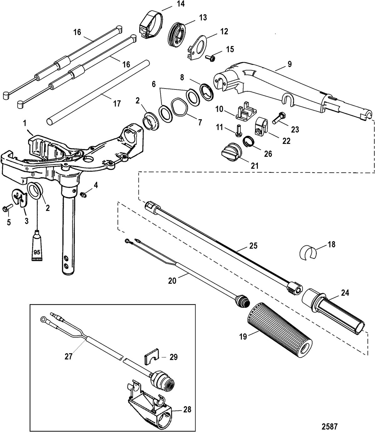 MERCURY/MARINER 8/9.9/13.5/15 (2-STROKE) Swivel Head and Steering Handle