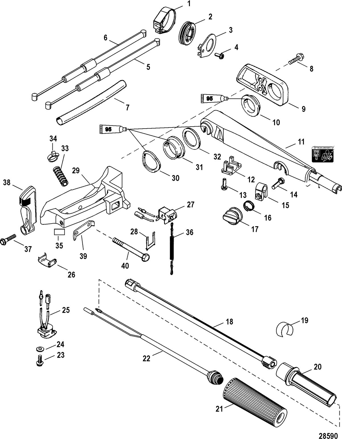 MERCURY/MARINER 40 CARB 4-STROKE (3 CYLINDER) Tiller Handle