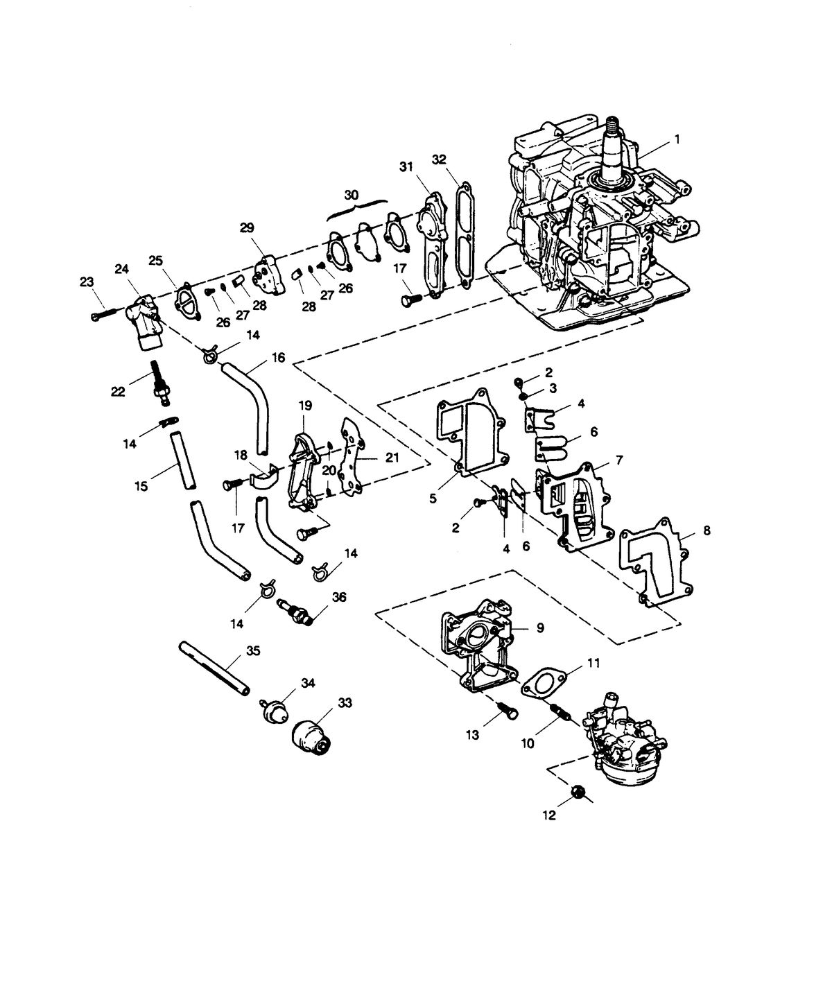 SEARS SEARS 9.9 H.P. FUEL INTAKE AND RECIRCULATION SYSTEM