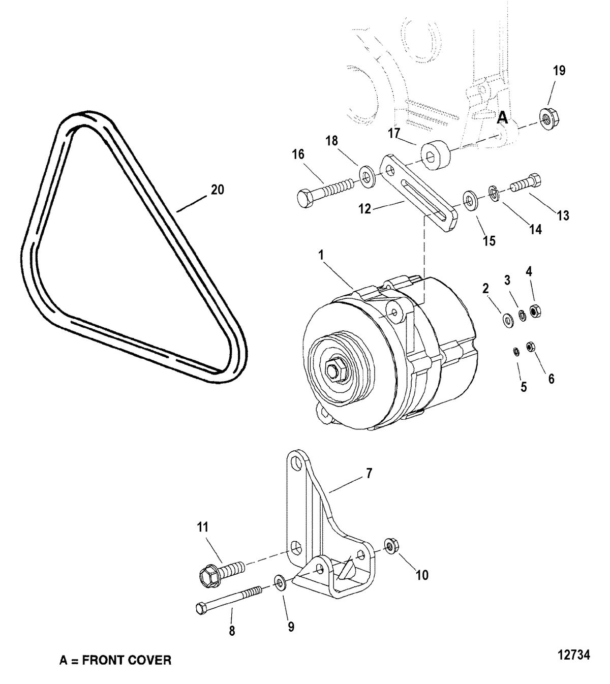 MERCRUISER CUMMINS/MERCRUSER DIESEL4.2L/300 Alternator and Mounting Hardware