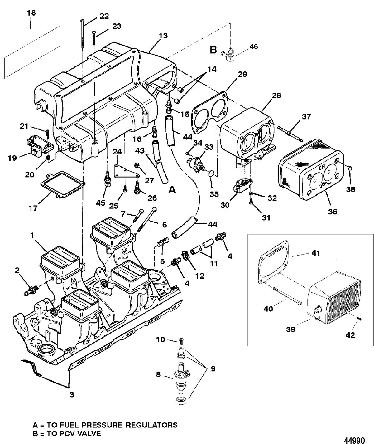 MERCRUISER 7.4 LX (EFI-MPI) BRAVO (GEN VI) INTAKE MANIFOLD AND INTAKE PLENUM