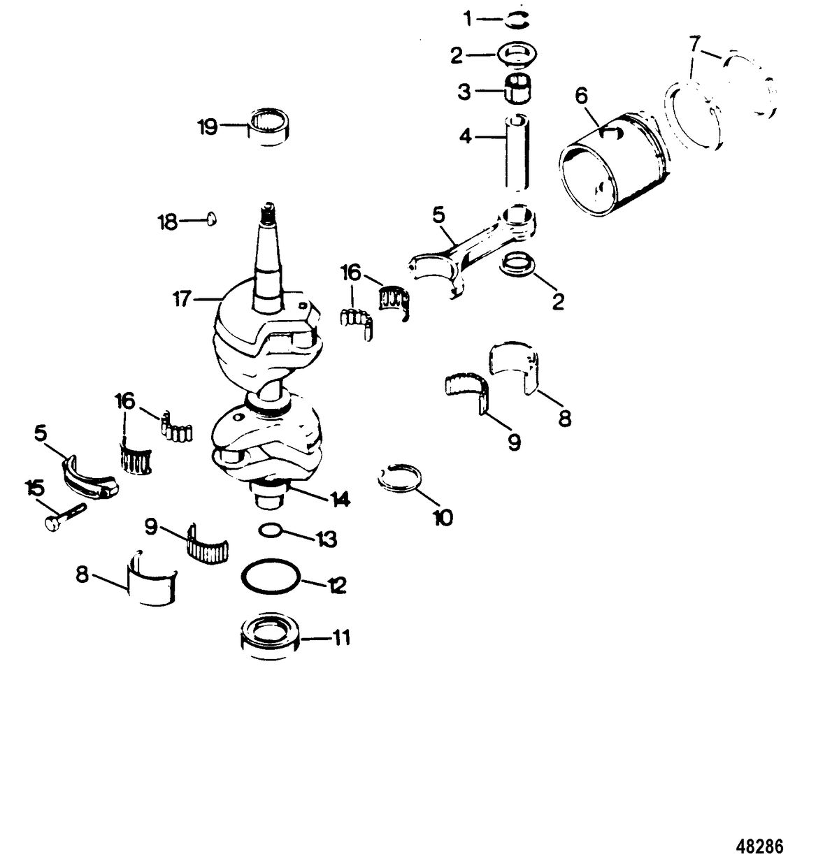 FORCE 35 HP B-MODELS (1989) FORCE Crankshaft and Piston Group