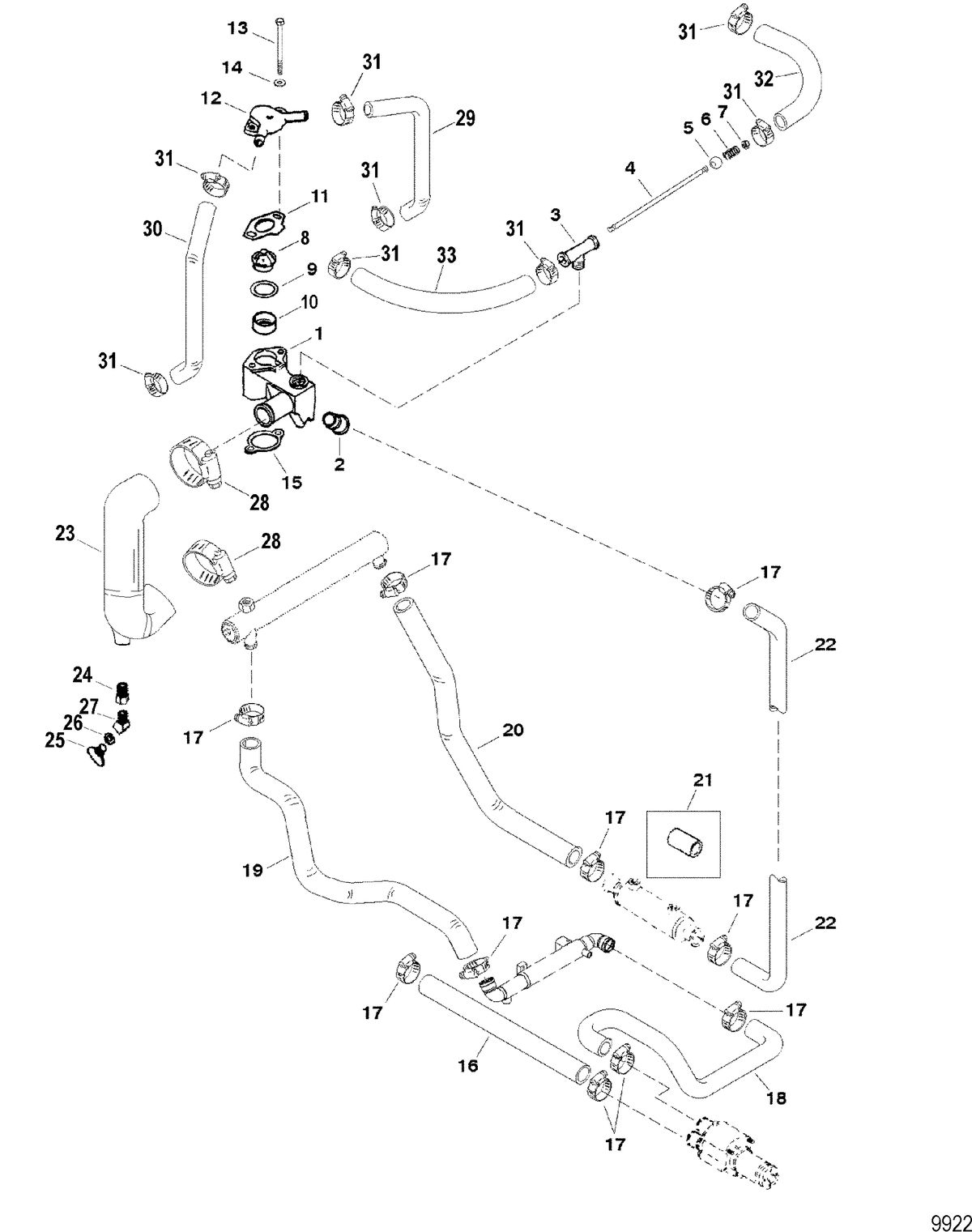 RACE STERNDRIVE 500 EFI Thermostat Housing
