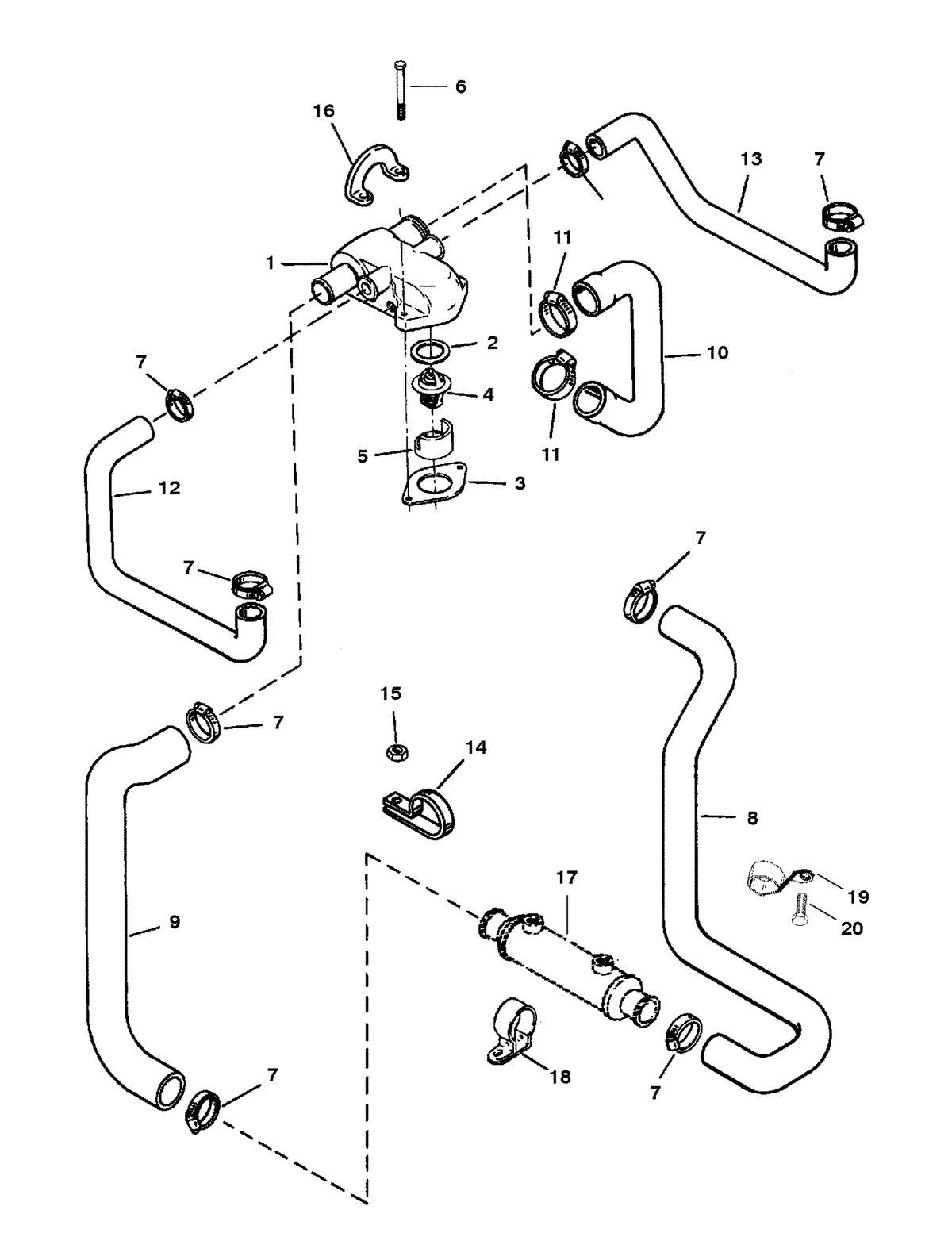 MERCRUISER 5.7L/LX TBI ALPHA & BRAVO(2BBL/4BBL) STANDARD COOLING SYSTEM (ALPHA ENGINES)