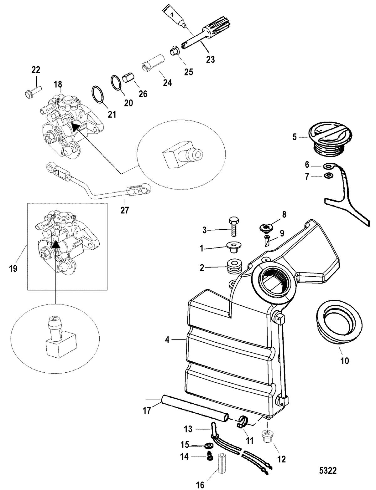 MERCURY/MARINER 40/50 JET 30 (3 CYLINDER) 2-STROKE Oil Injection Components