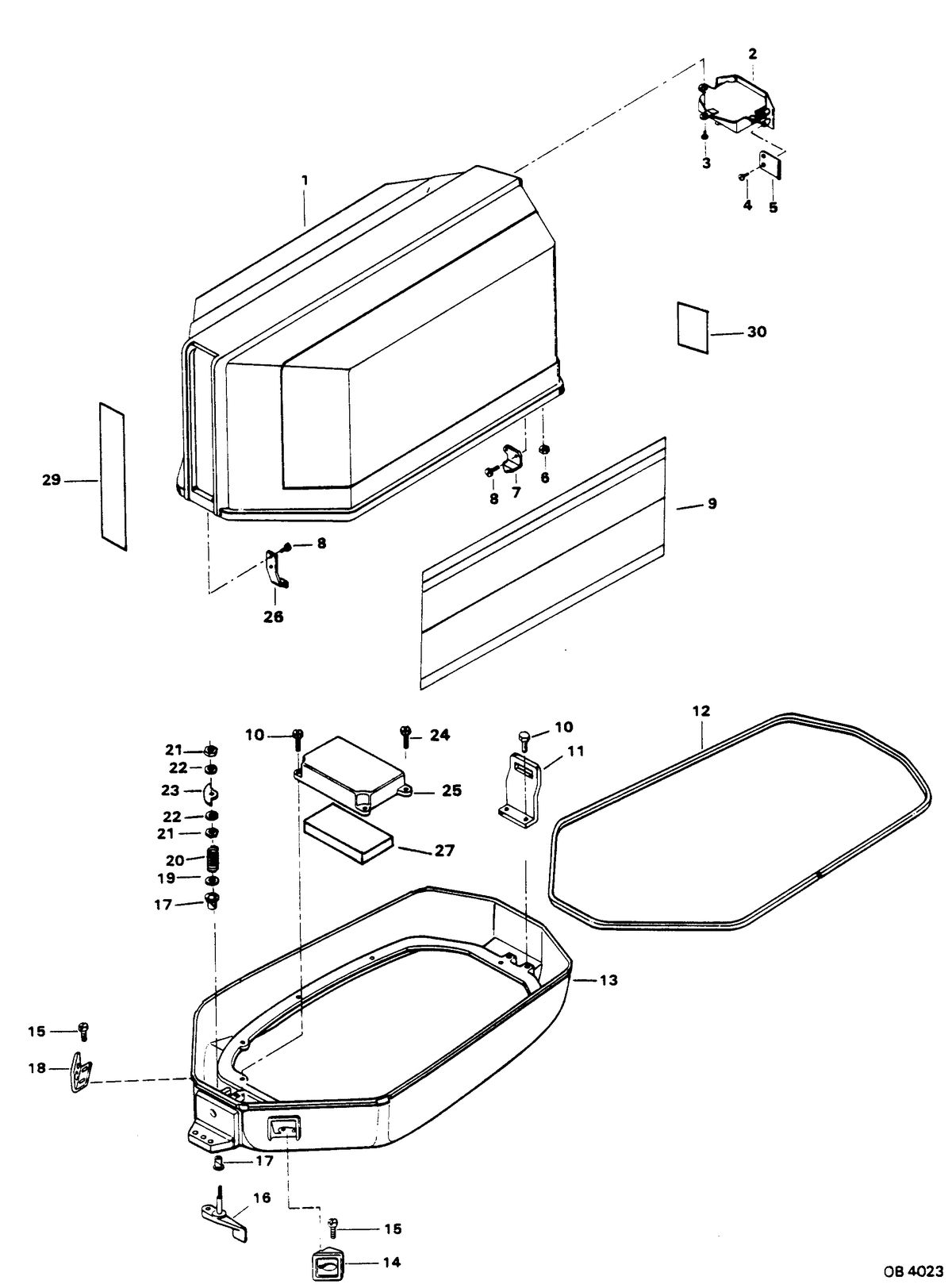 FORCE FORCE 50 H.P. ENGINE COVER AND SUPPORT PLATE