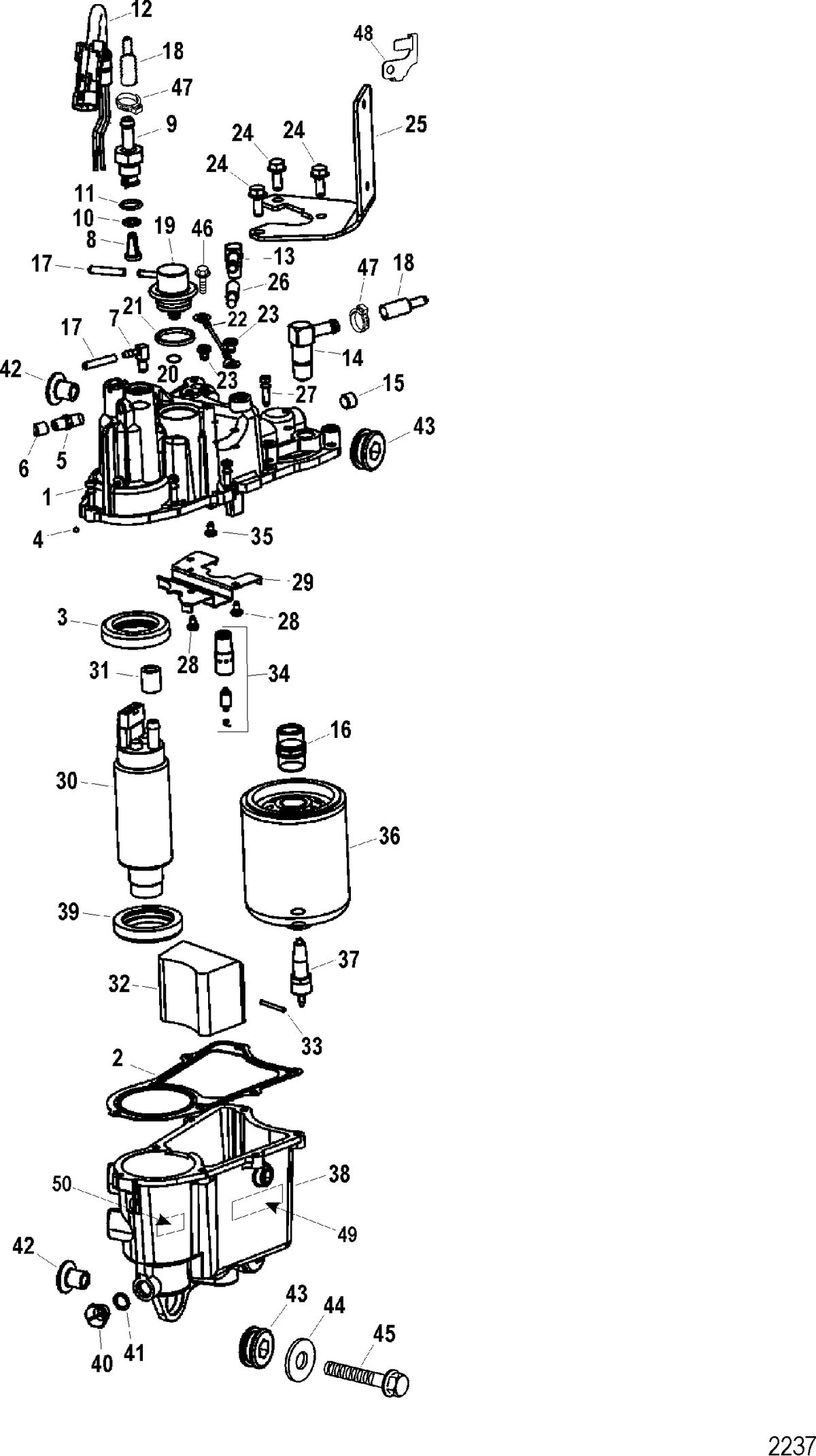 SPORTJET 240 EFI AND 240 EFI M2 JET DRIVE Vapor Separator Components