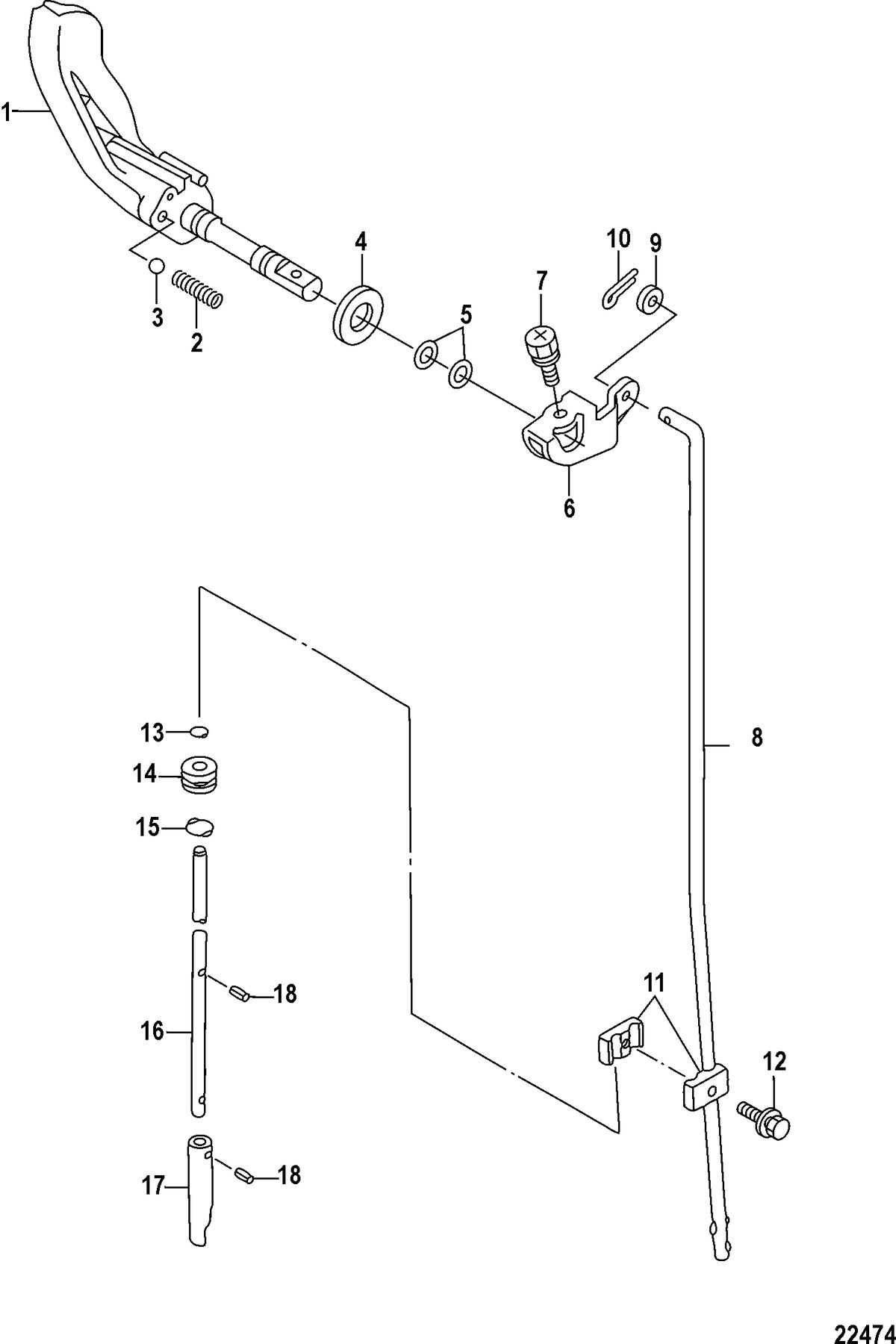 MERCURY/MARINER 2/2.5/3.5 4-STROKE Shift Linkage