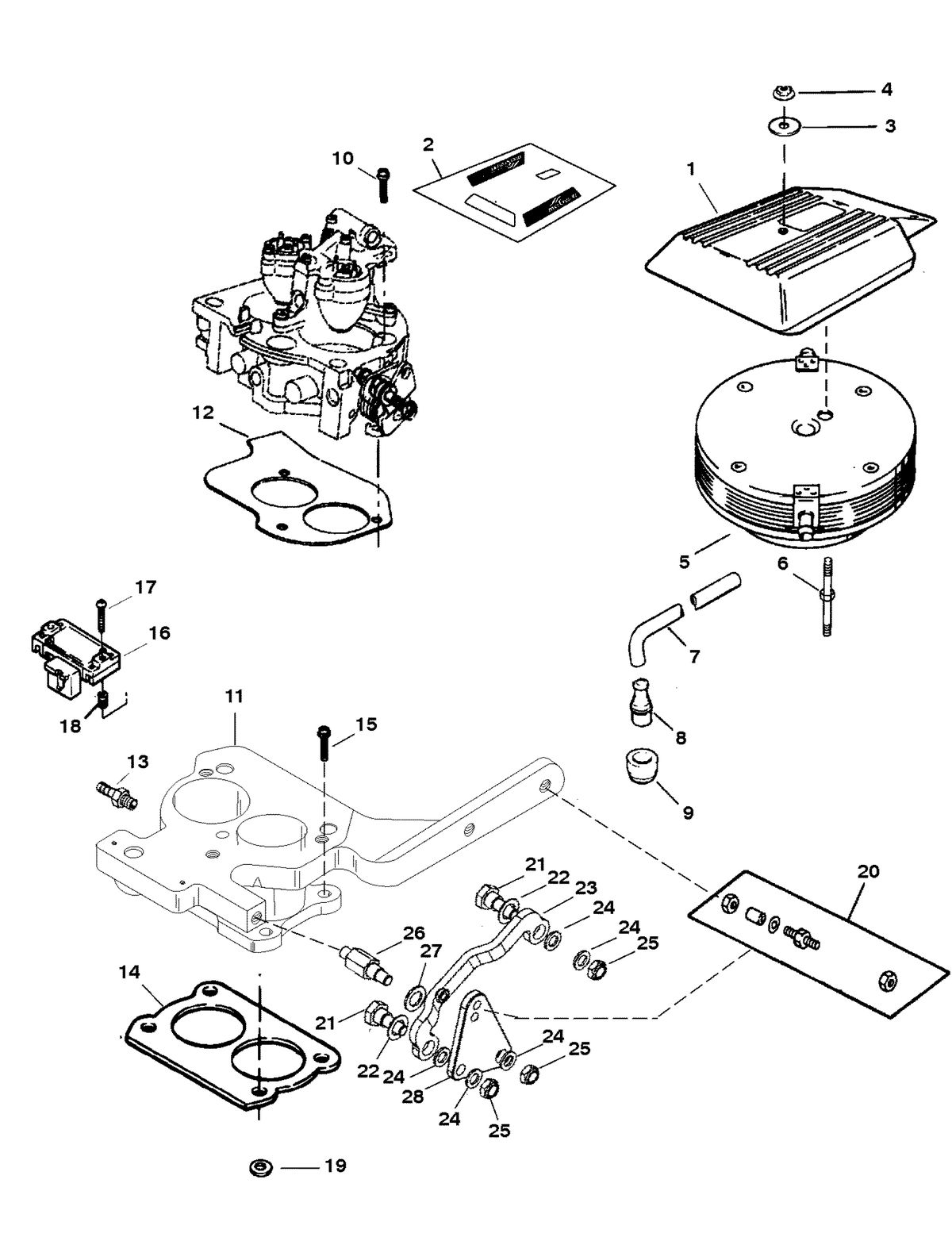 MERCRUISER 5.7L/LX TBI ALPHA & BRAVO(2BBL/4BBL) THROTTLE LINKAGE (ALPHA ENGINES)