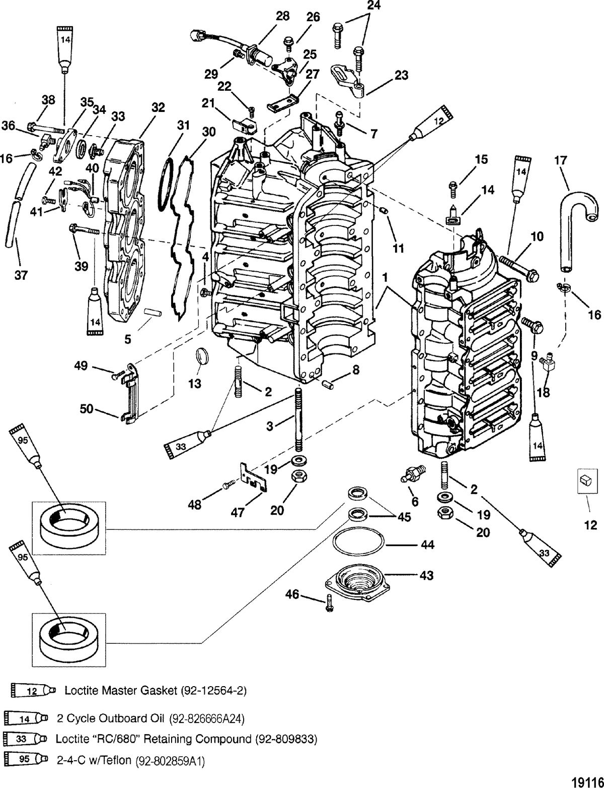 MERCURY/MARINER 225/250 3.0L EFI Cyliner Block and End Caps