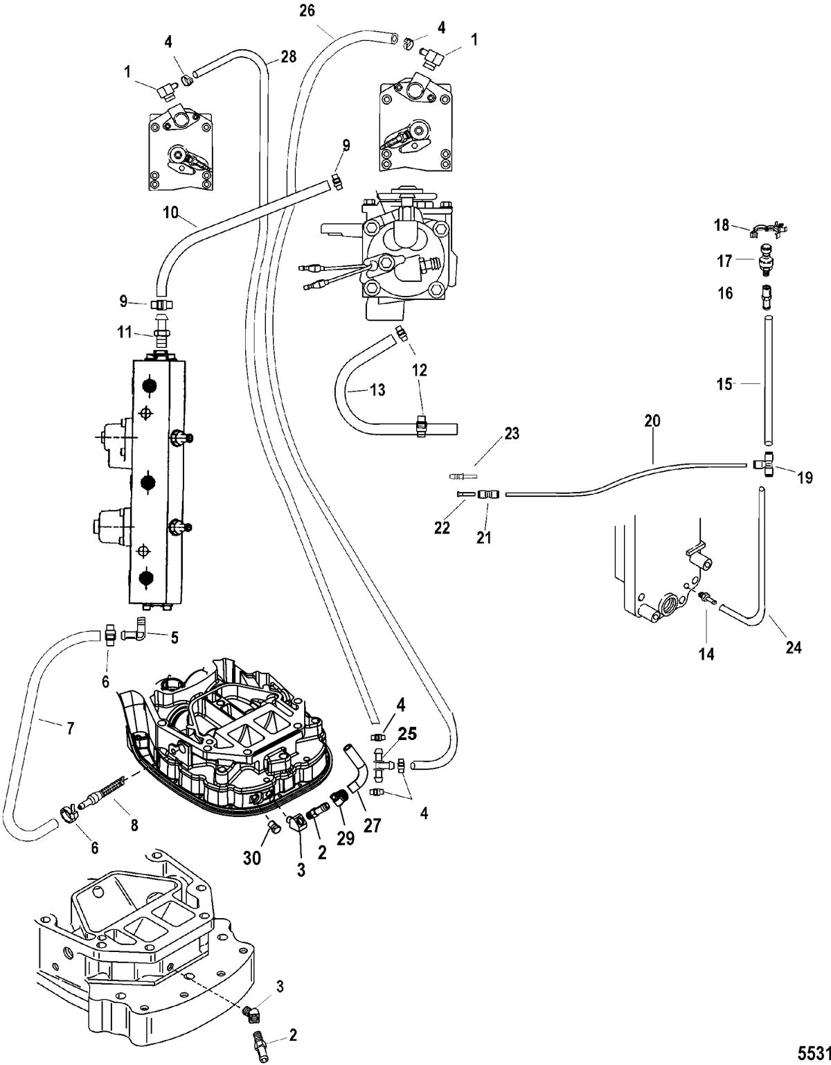 RACE OUTBOARD 200XS DFI (2.5L) Water Hoses