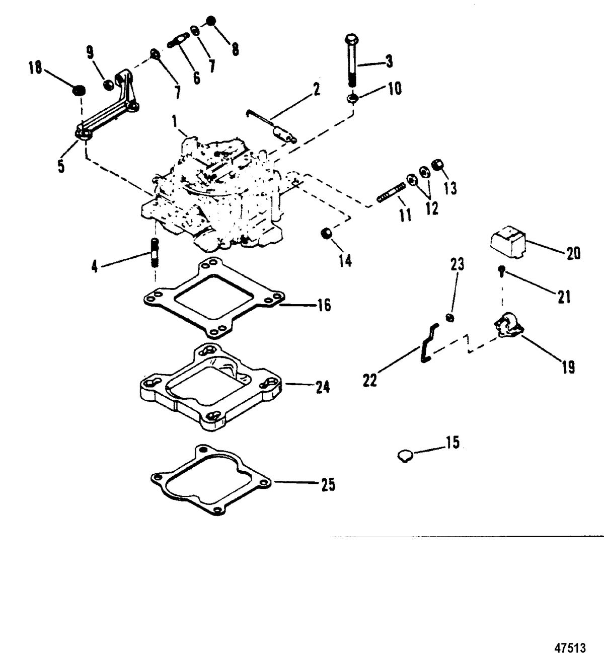 MERCRUISER 502 MAGNUM BRAVO ENGINE (GEN V) CARBURETOR AND LINKAGE