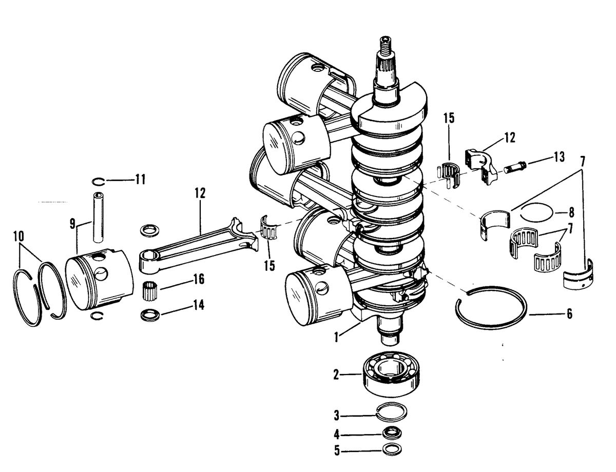 RACE OUTBOARD 2.4L (EFI) BASS/OFFSHORE CRANKSHAFT, PISTONS AND CONNECTING RODS