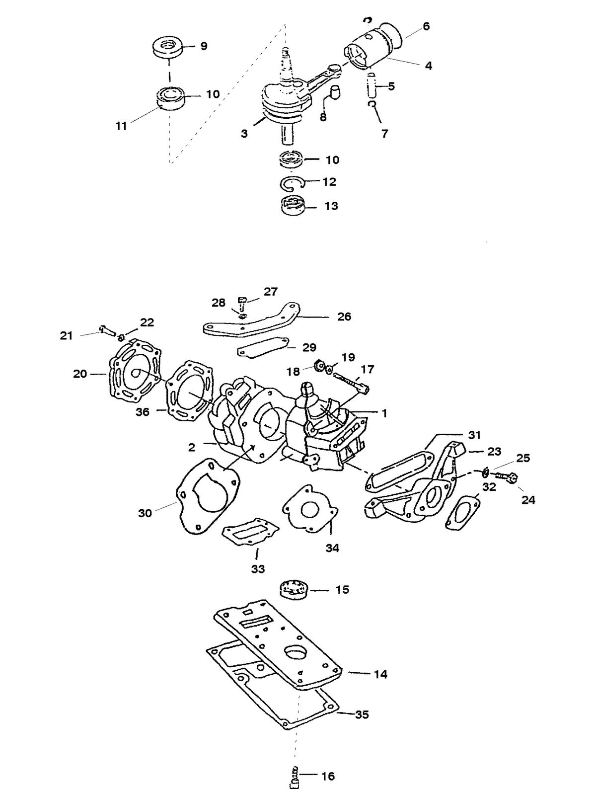 MERCURY/MARINER 2 H.P. POWERHEAD/GASKET KIT
