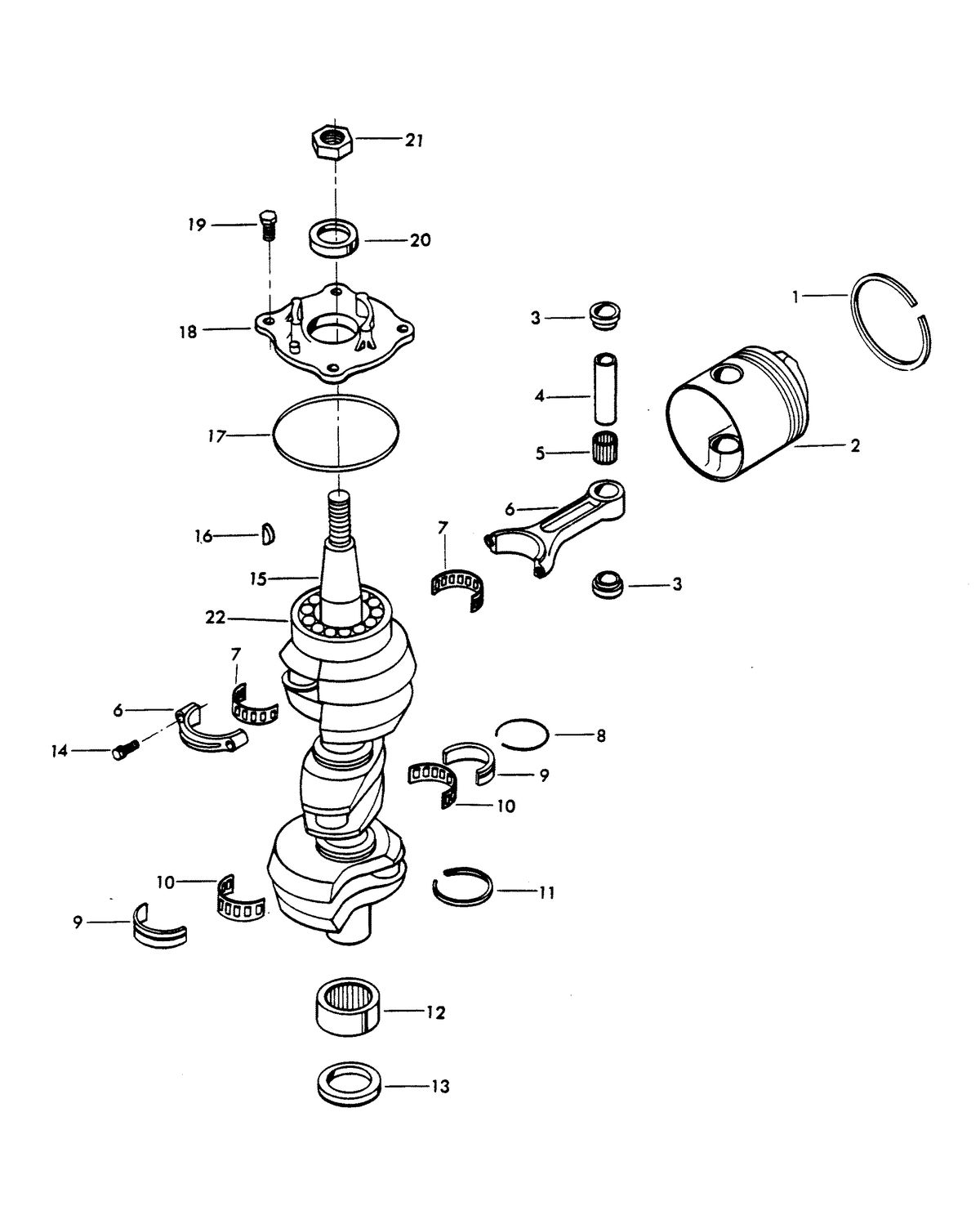 CHRYSLER 75 HP CRANKSHAFT AND PISTON GROUP
