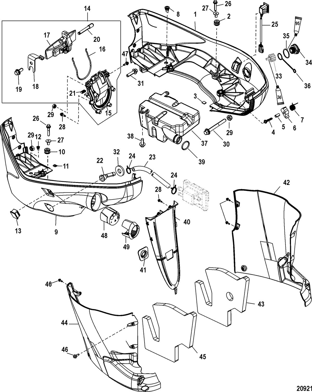 MERCURY/MARINER 135/150/175 4-STROKE Rear Cowl