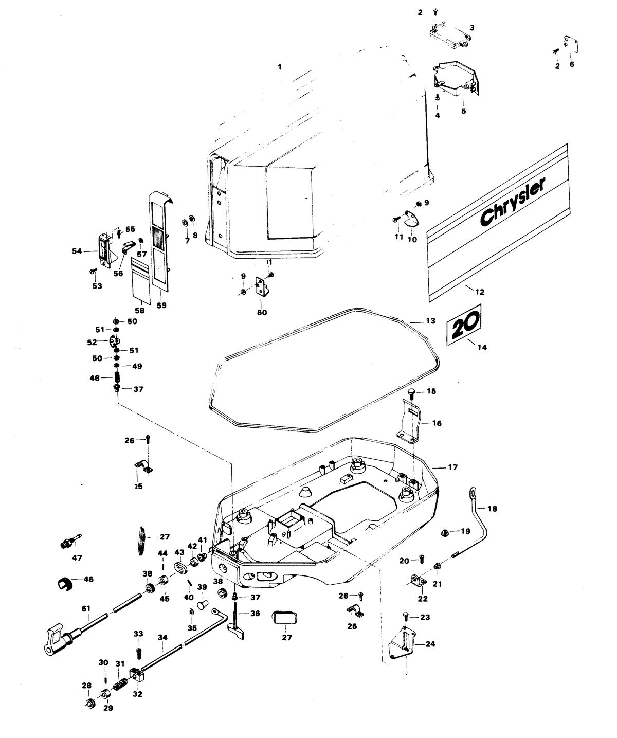 CHRYSLER 20 H.P. ENGINE COVER AND SUPPORT PLATE