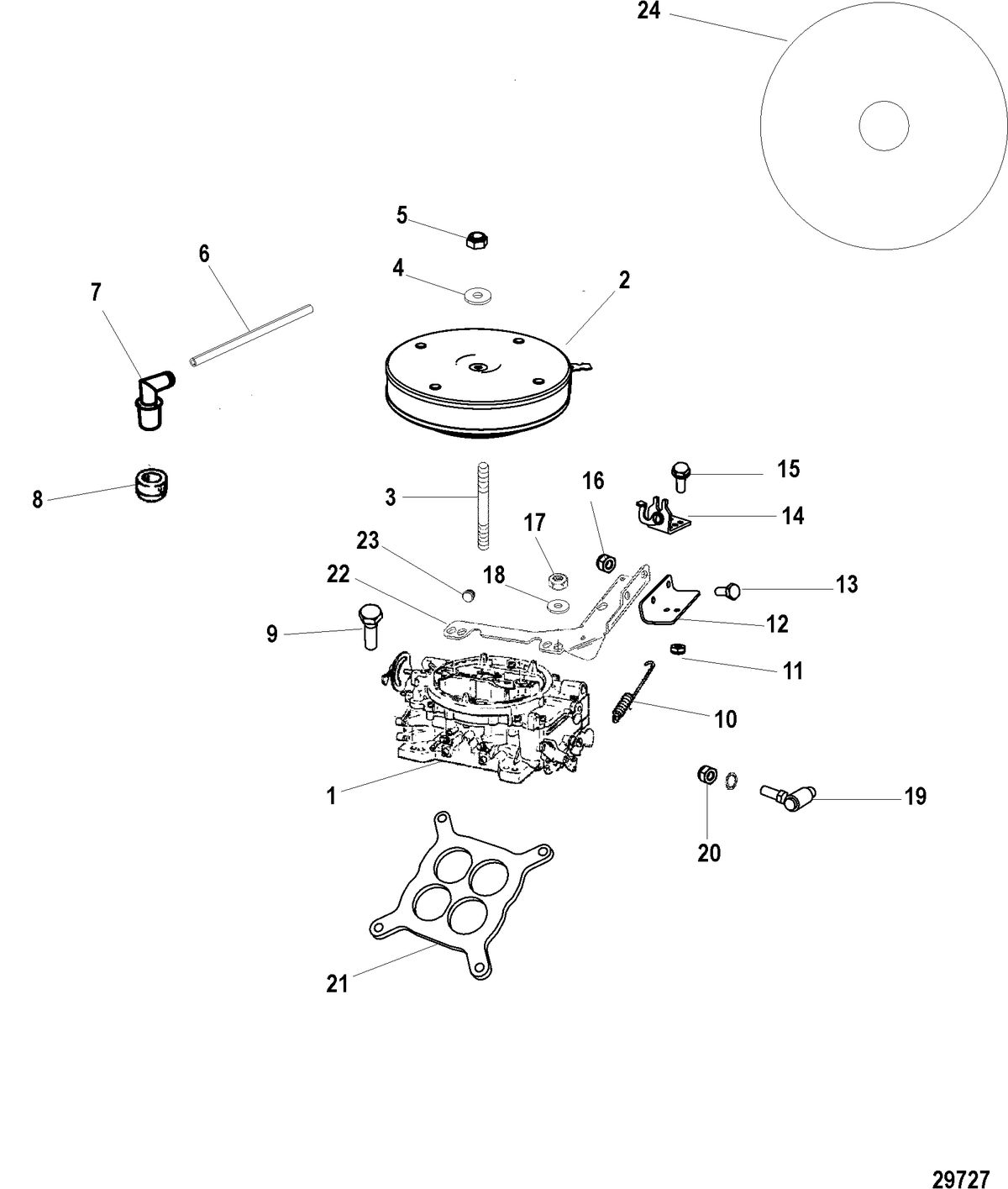 MERCRUISER 5.7L TOW SPORT Carburetor and Throttle Linkage, Four Barrel