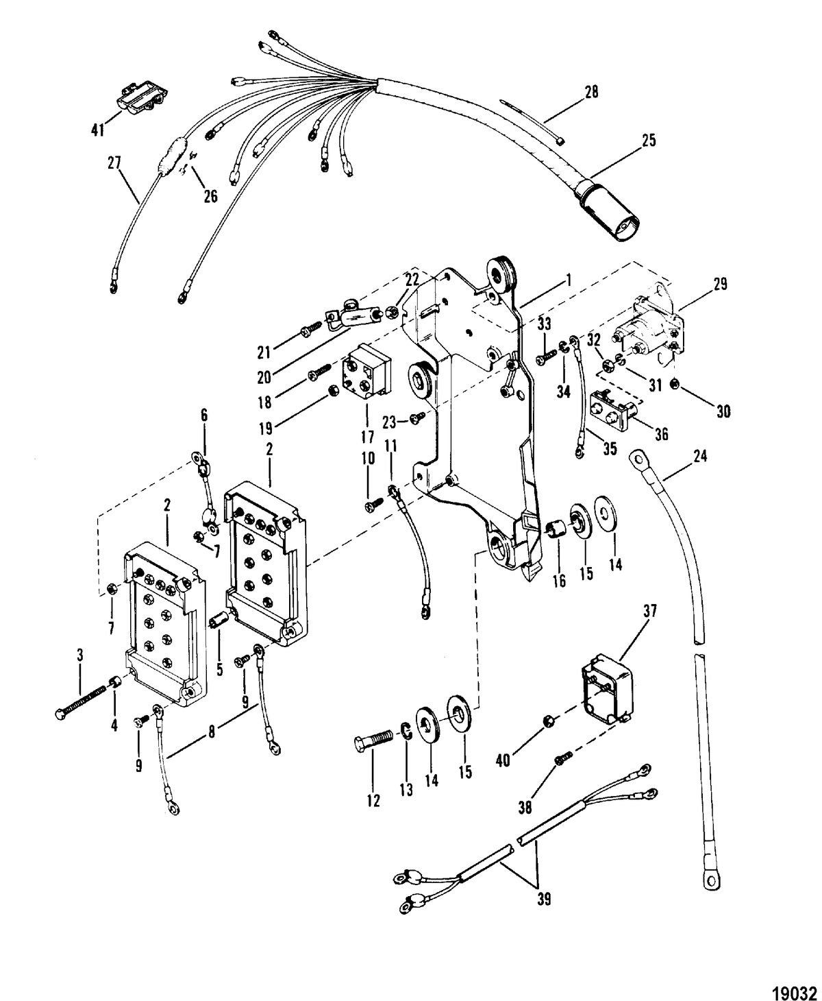 MERCURY/MARINER 135/150 H.P (V-6) Wiring Harness, Starter Solenoid and Rectifier