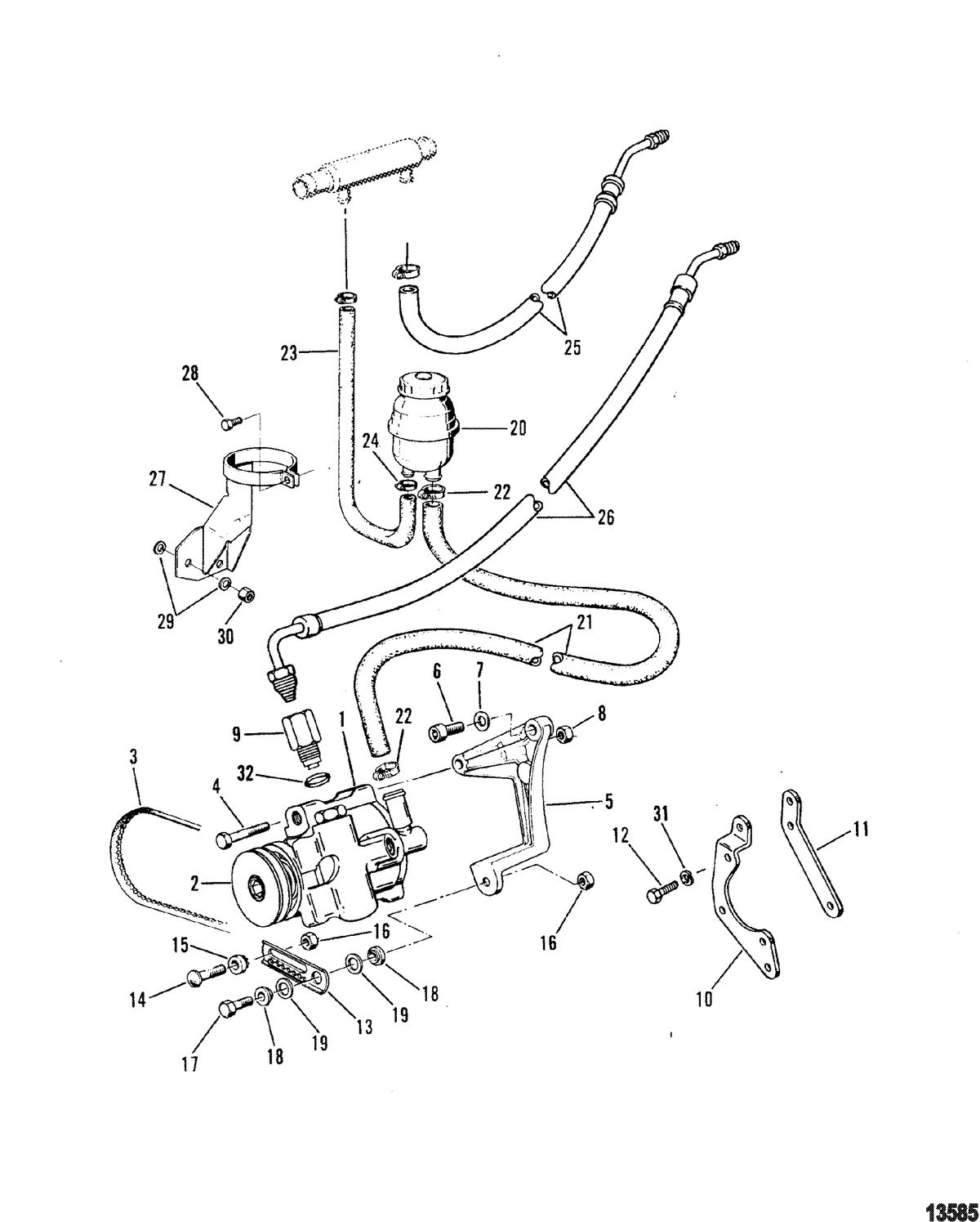 MERCRUISER 530 D-TA / 636 D -TA D183 TURBO AC/D219AC Power Steering Components(6 CYL.)