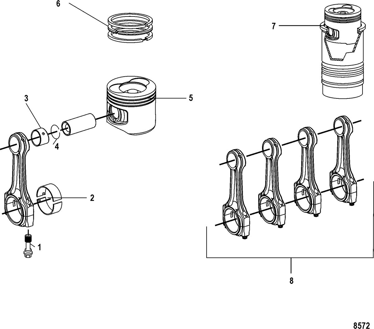 MERCRUISER CUMMINS/MERCRUISER DIESEL 2.8L-200/170 Connecting Rod and Piston